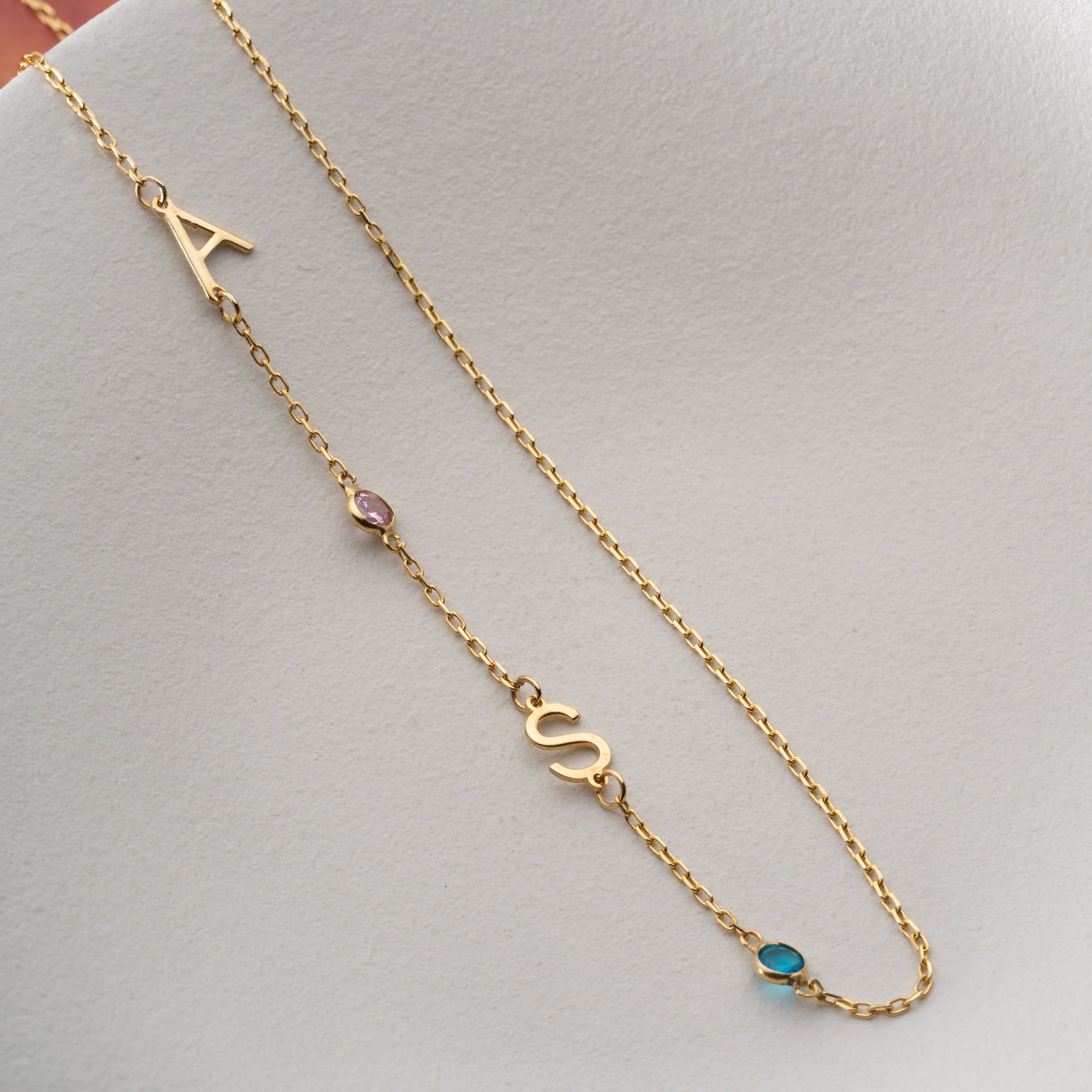 DUO LETTER & STEIN HALSKETTE | 925 SILBER