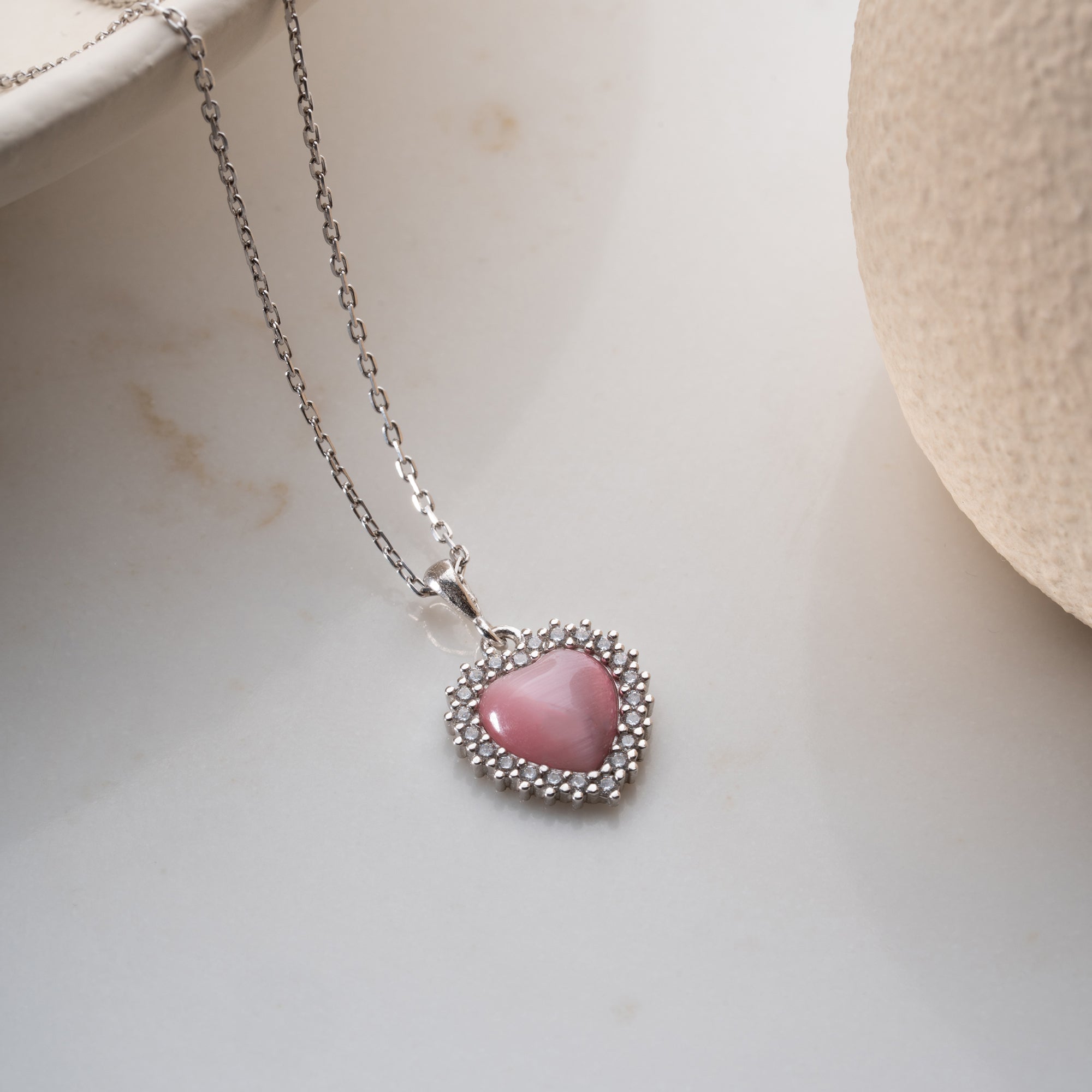 ROSA HERZ HALSKETTE II | 925 SILBER