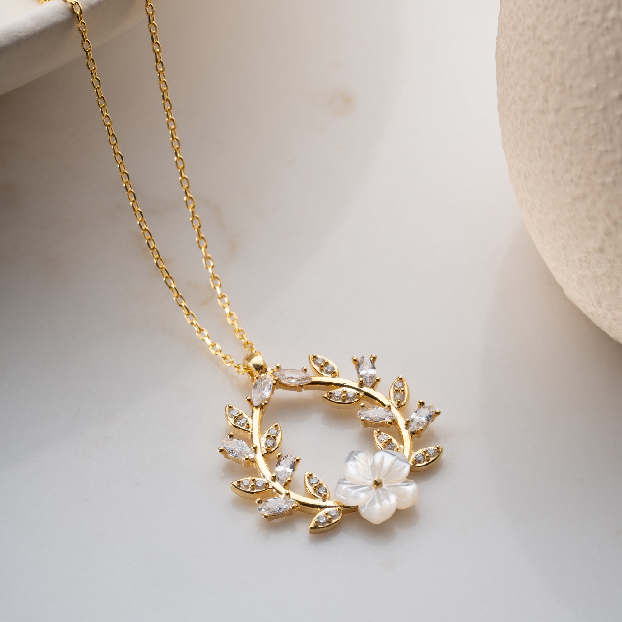 PERLMUTTBLUME HALSKETTE | 925 SILBER