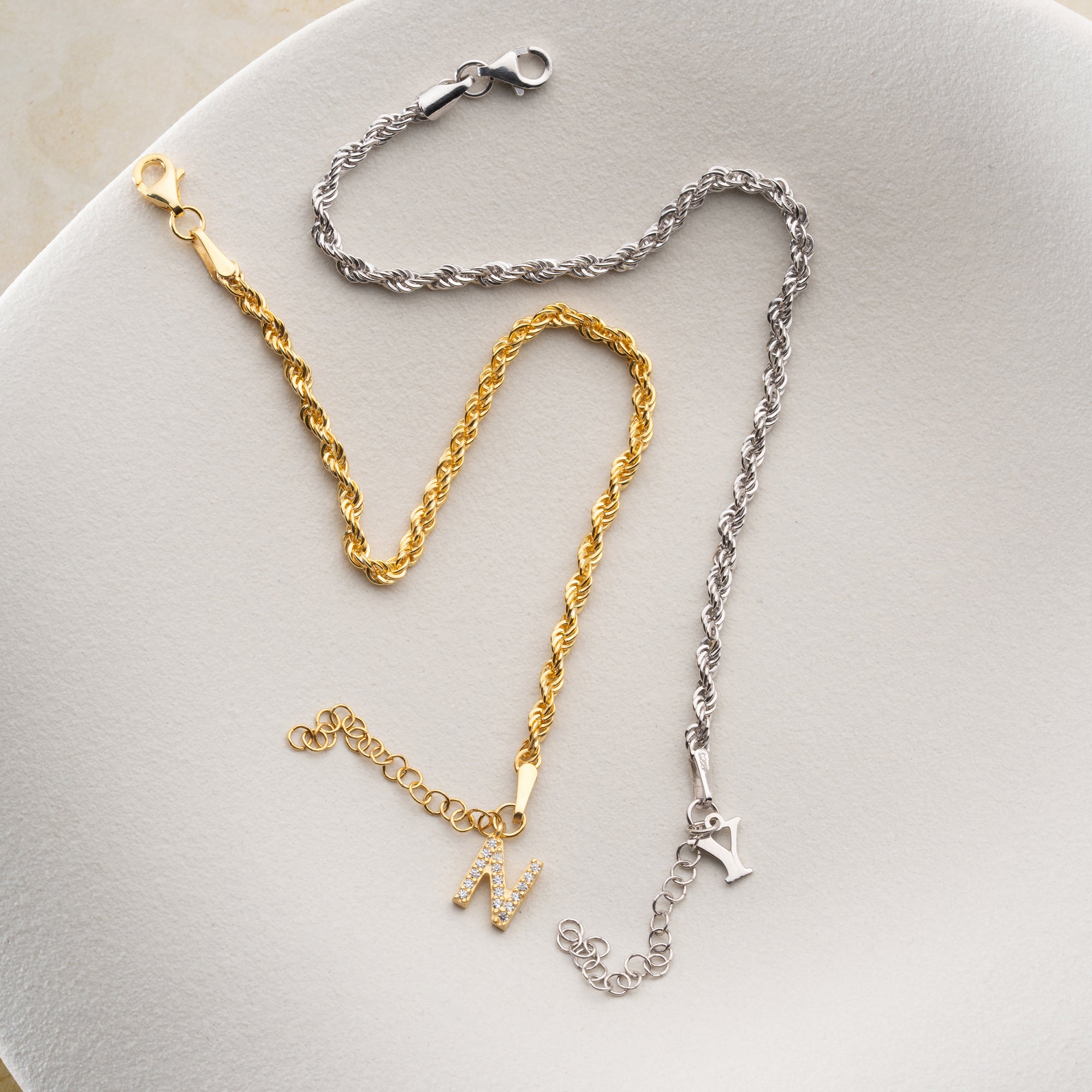 WIRBEL BUCHSTABEN PARTNERARMBAND | 925 SILBER