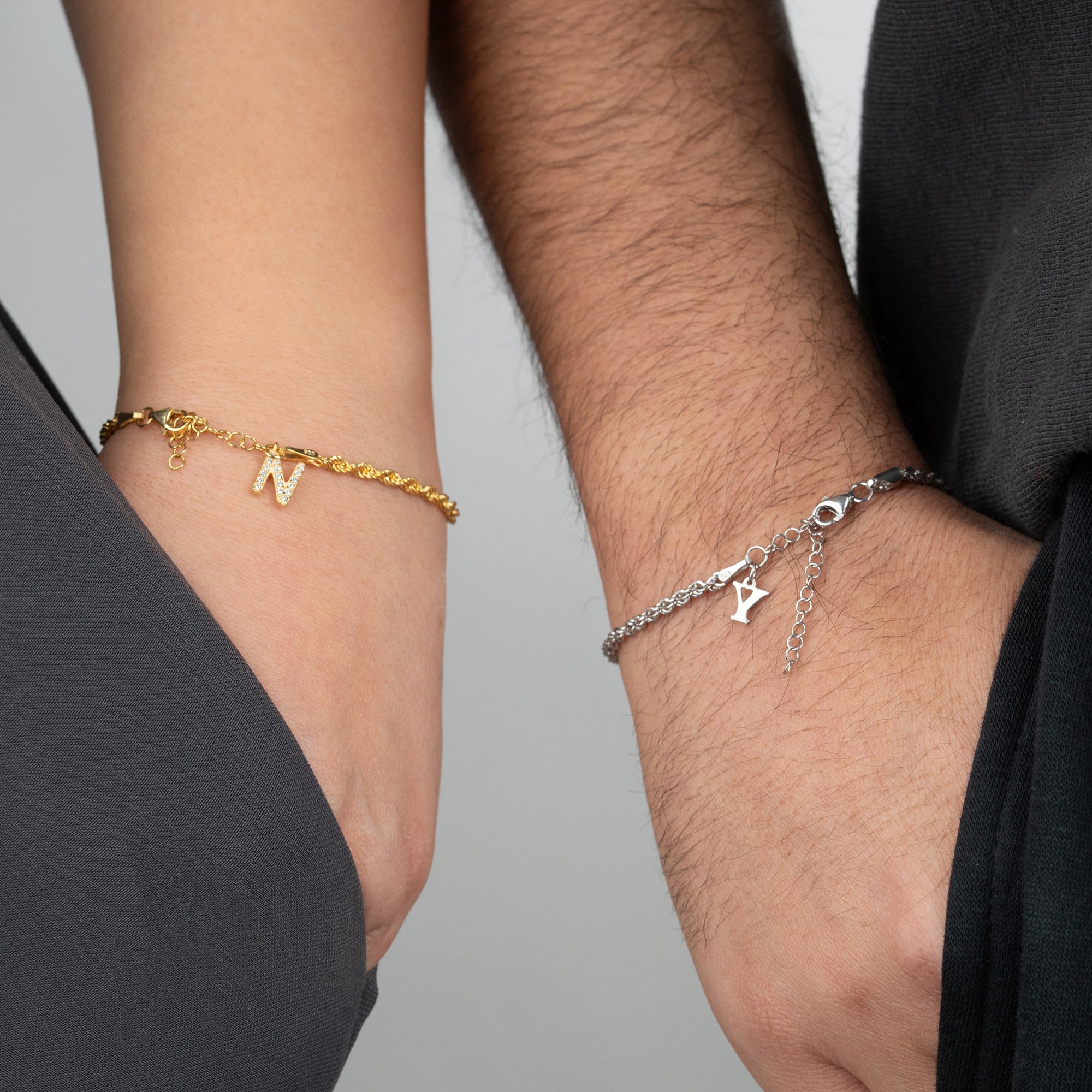 WIRBEL BUCHSTABEN PARTNERARMBAND | 925 SILBER