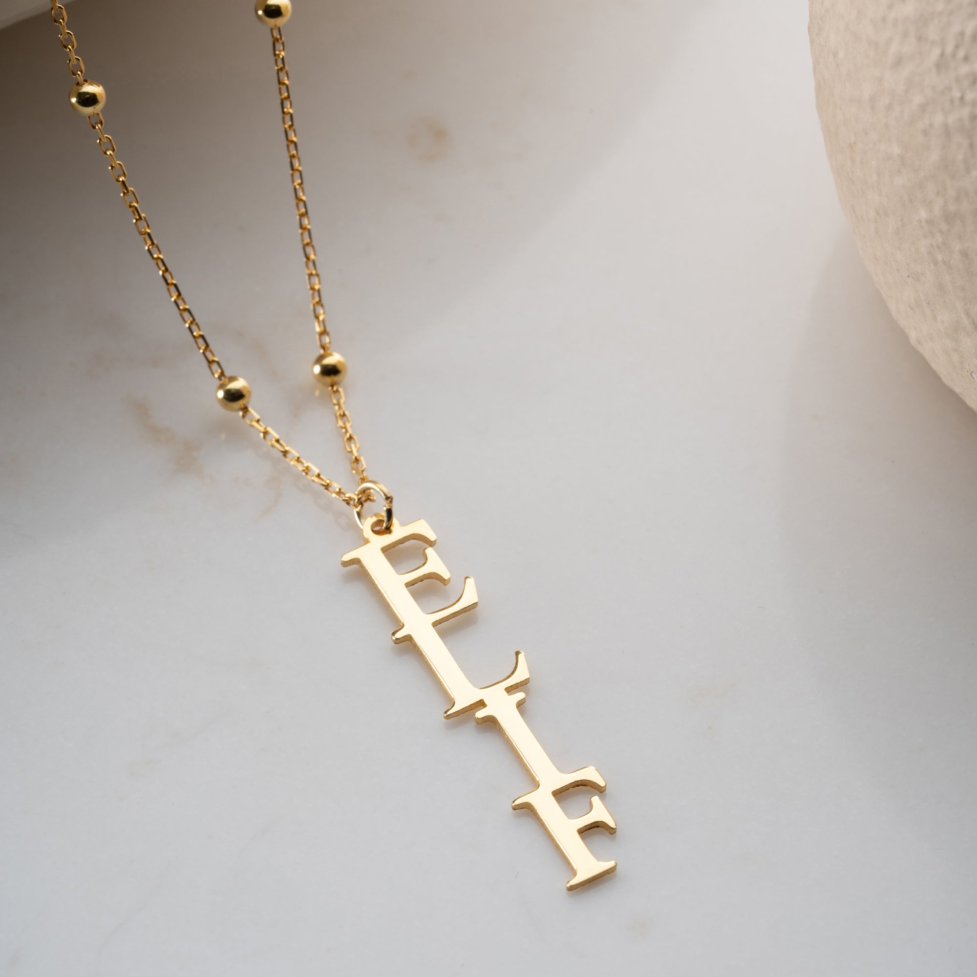 VINTAGE SENKRECHTE NAMENSKETTE | 925 SILBER