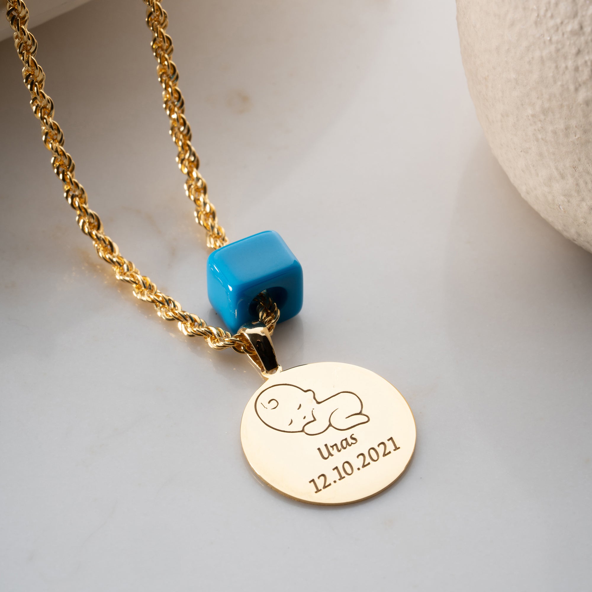 Ceyrek swivel chain with blue natural stone | 925 silver