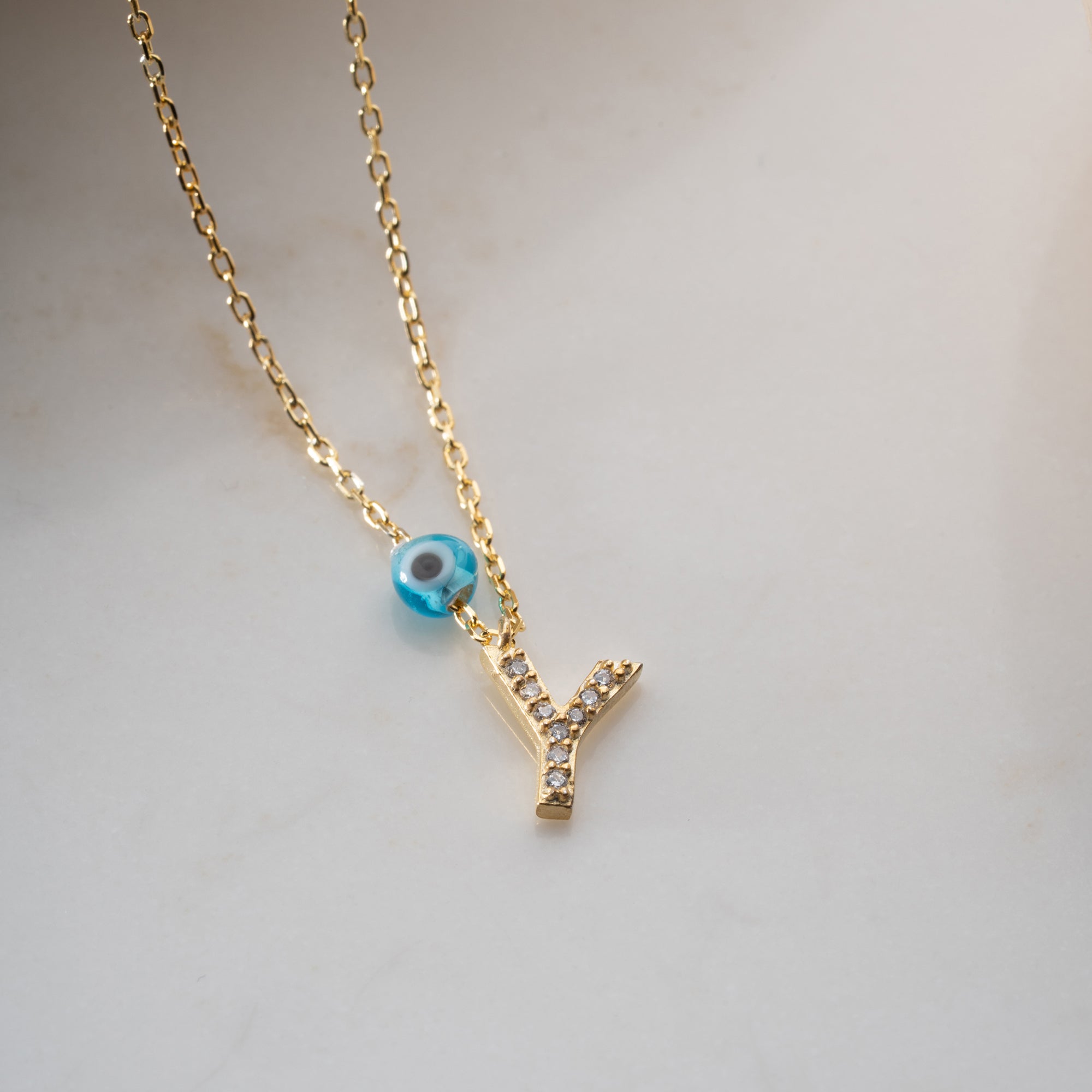 BUCHSTABENKETTE MIT NAZAR | 925 SILBER