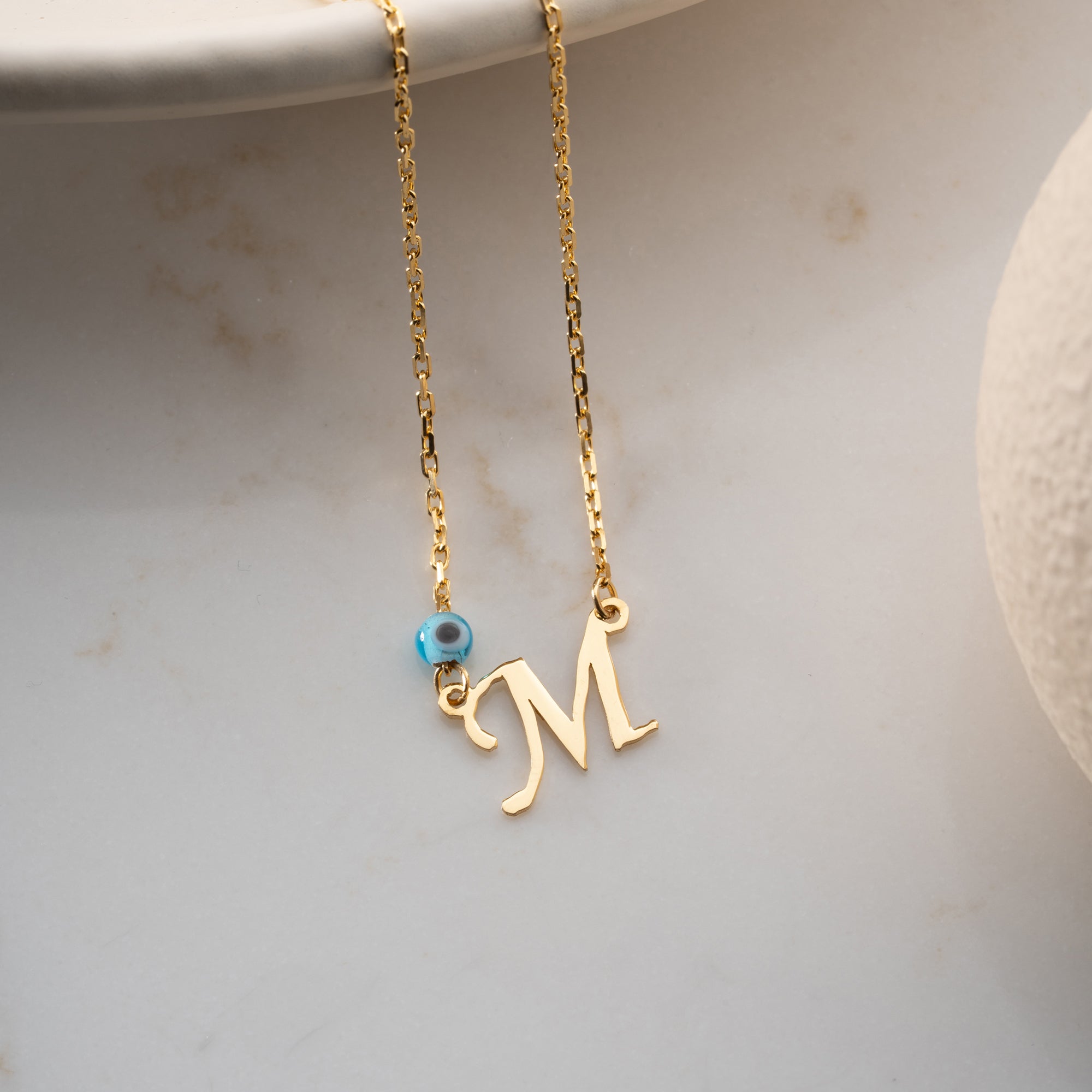 Letter necklace with blue eye | 925 silver