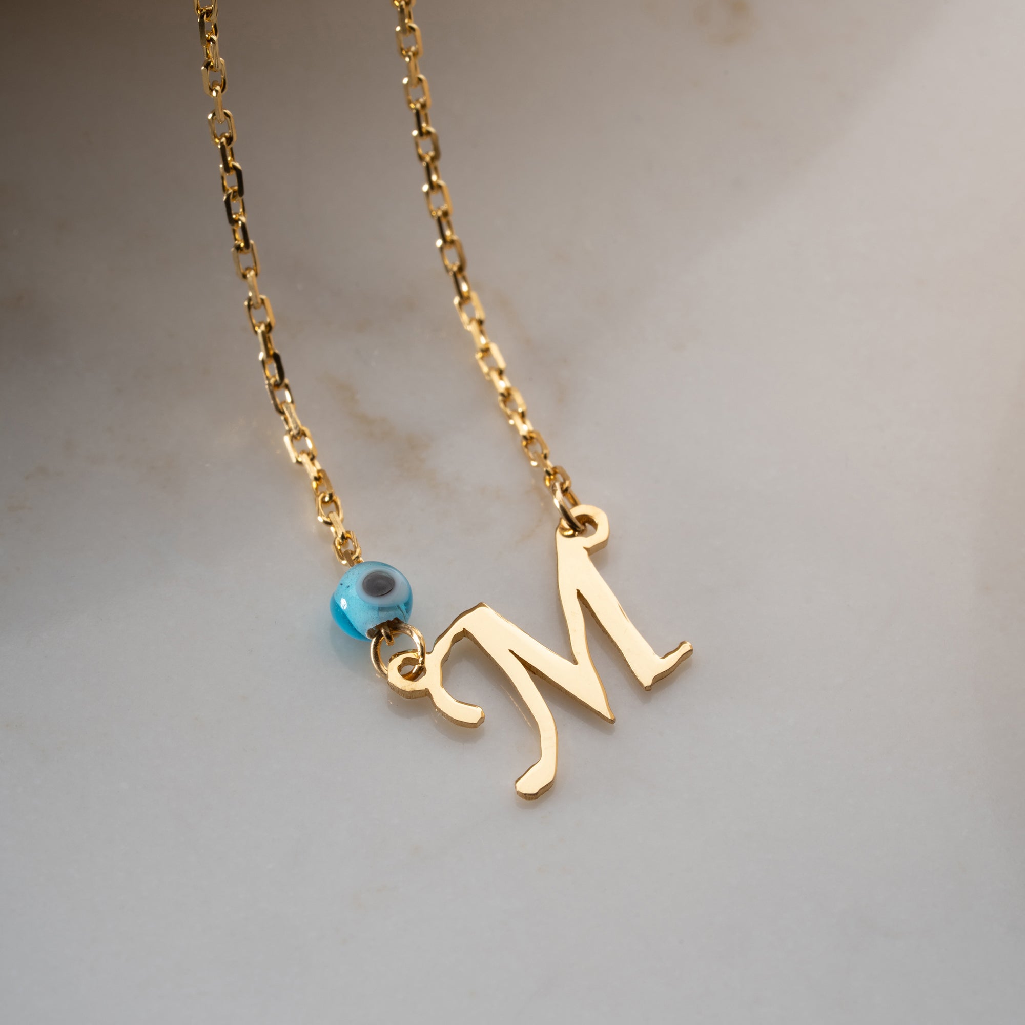 Letter necklace with blue eye | 925 silver