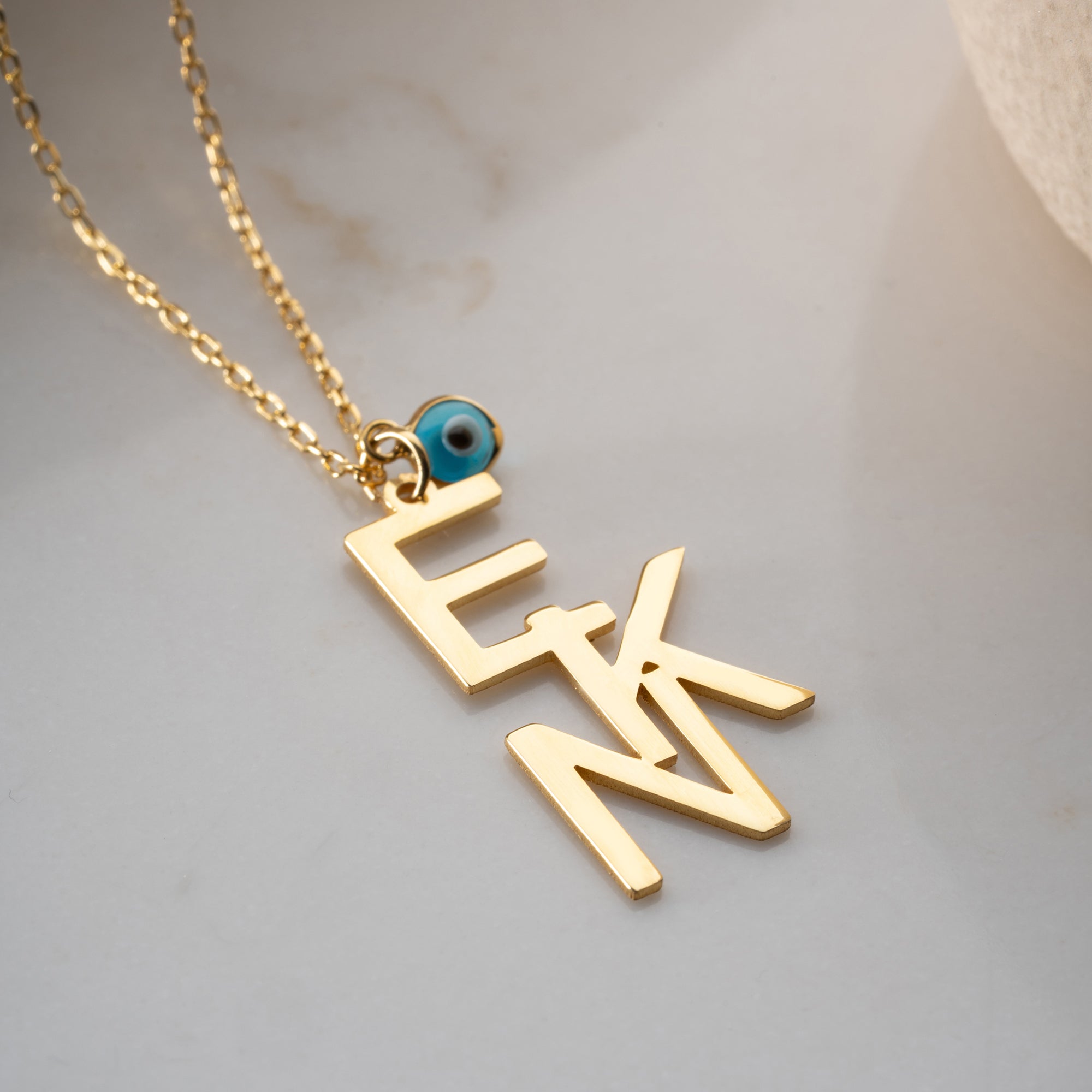 TRIO INITIALEN NECKLACE MIT NAZAR | 925 SILBER