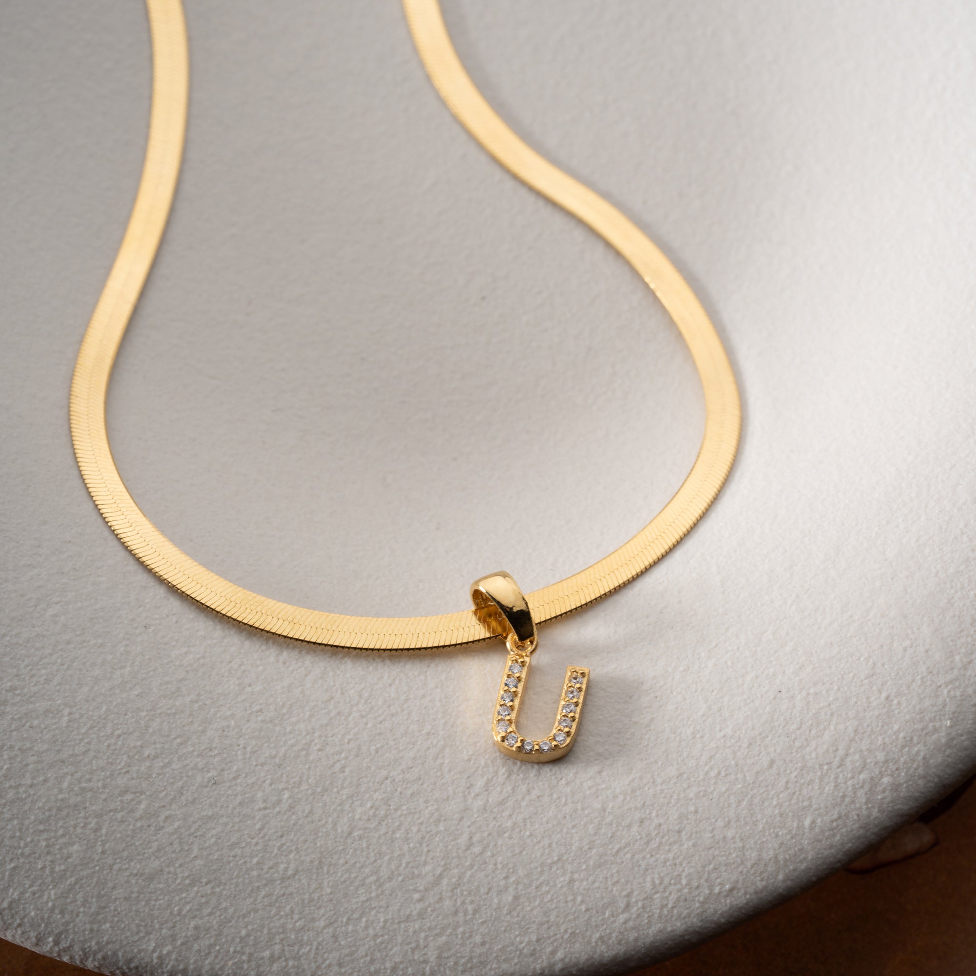 SNAKE ZIRCONIA LETTER NECKLACE | 925 SILVER