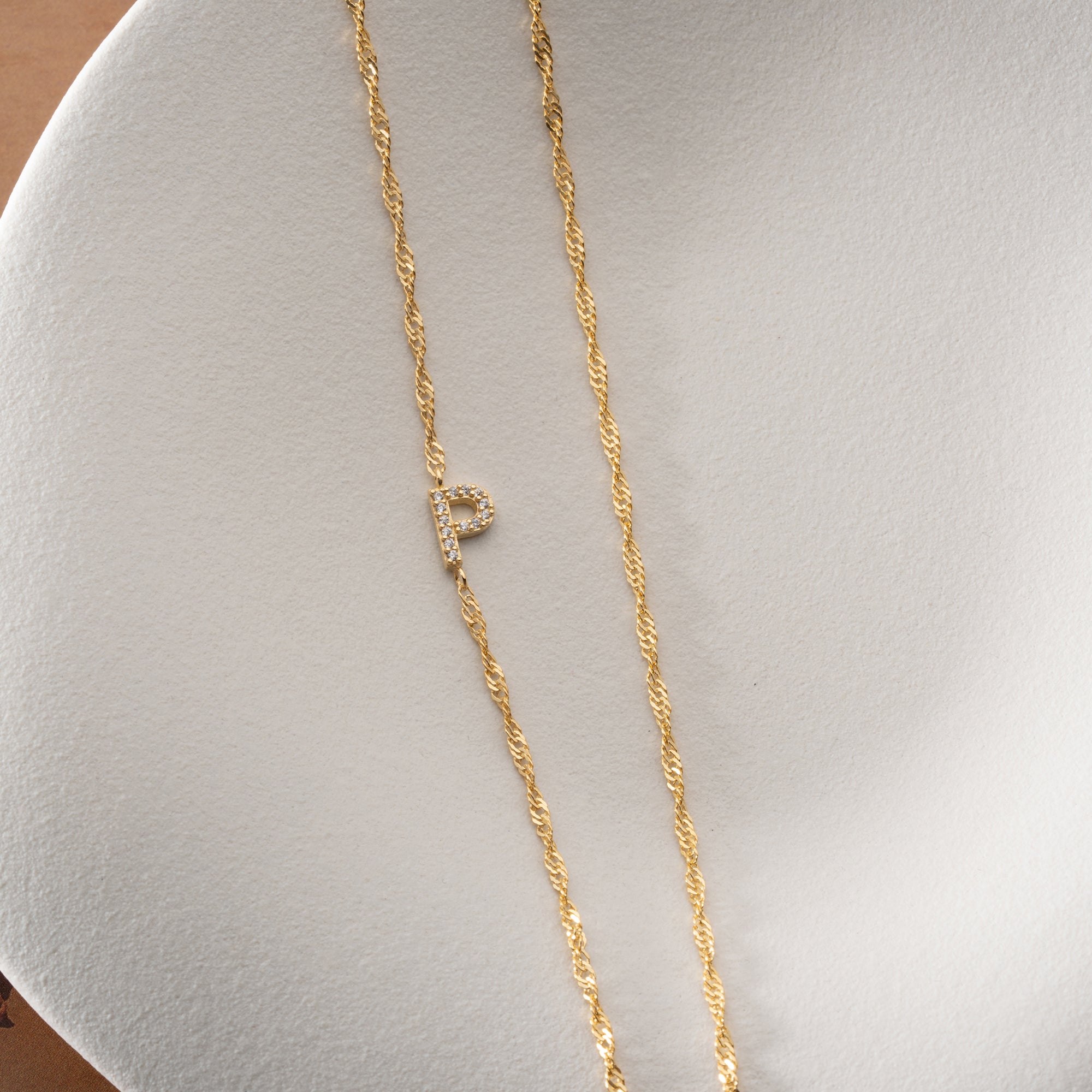 SINGAPORE ZIRCONIA LETTER NECKLACE | 925 SILVER