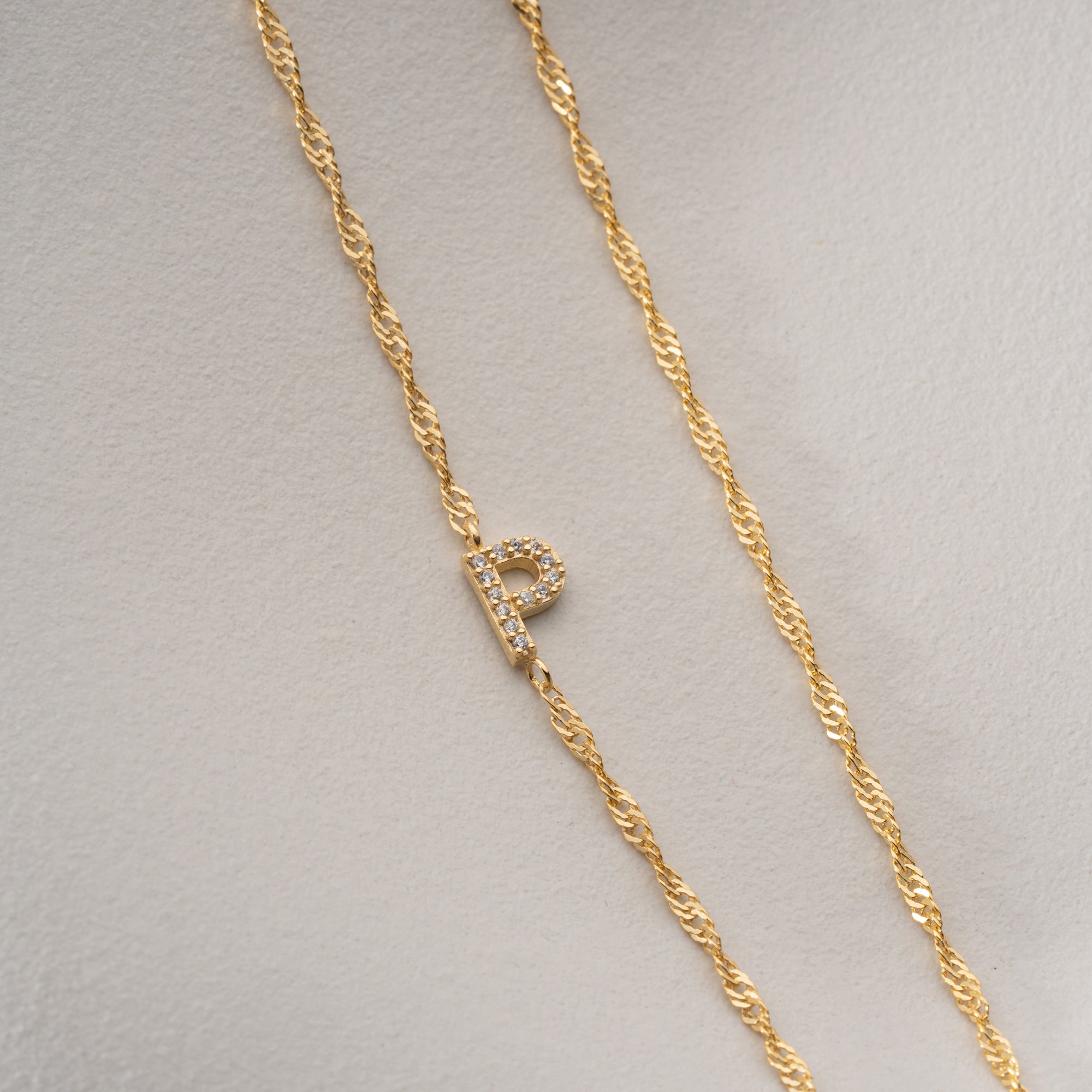SINGAPORE ZIRCONIA LETTER NECKLACE | 925 SILVER