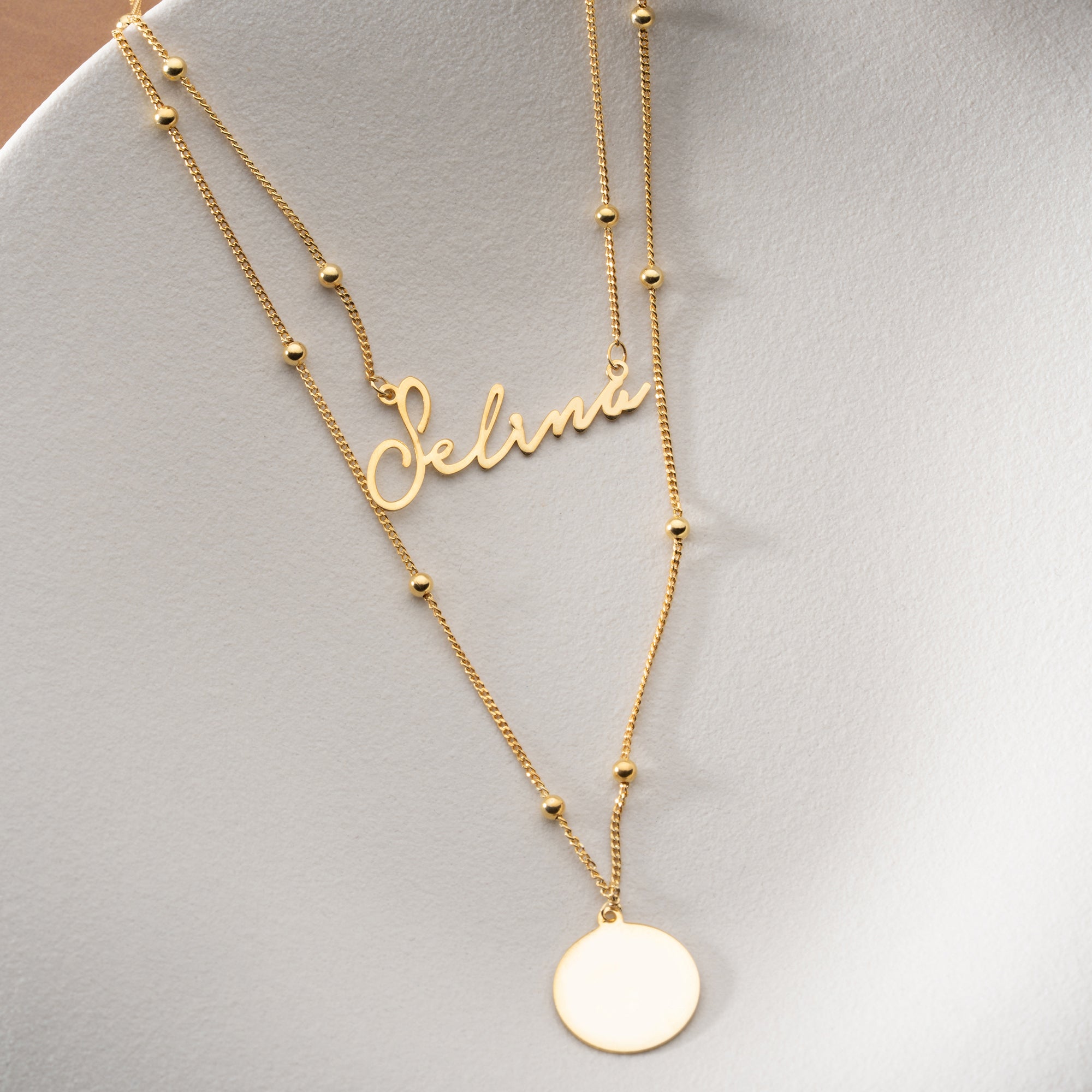 Vintage name necklace with plate | 925 silver