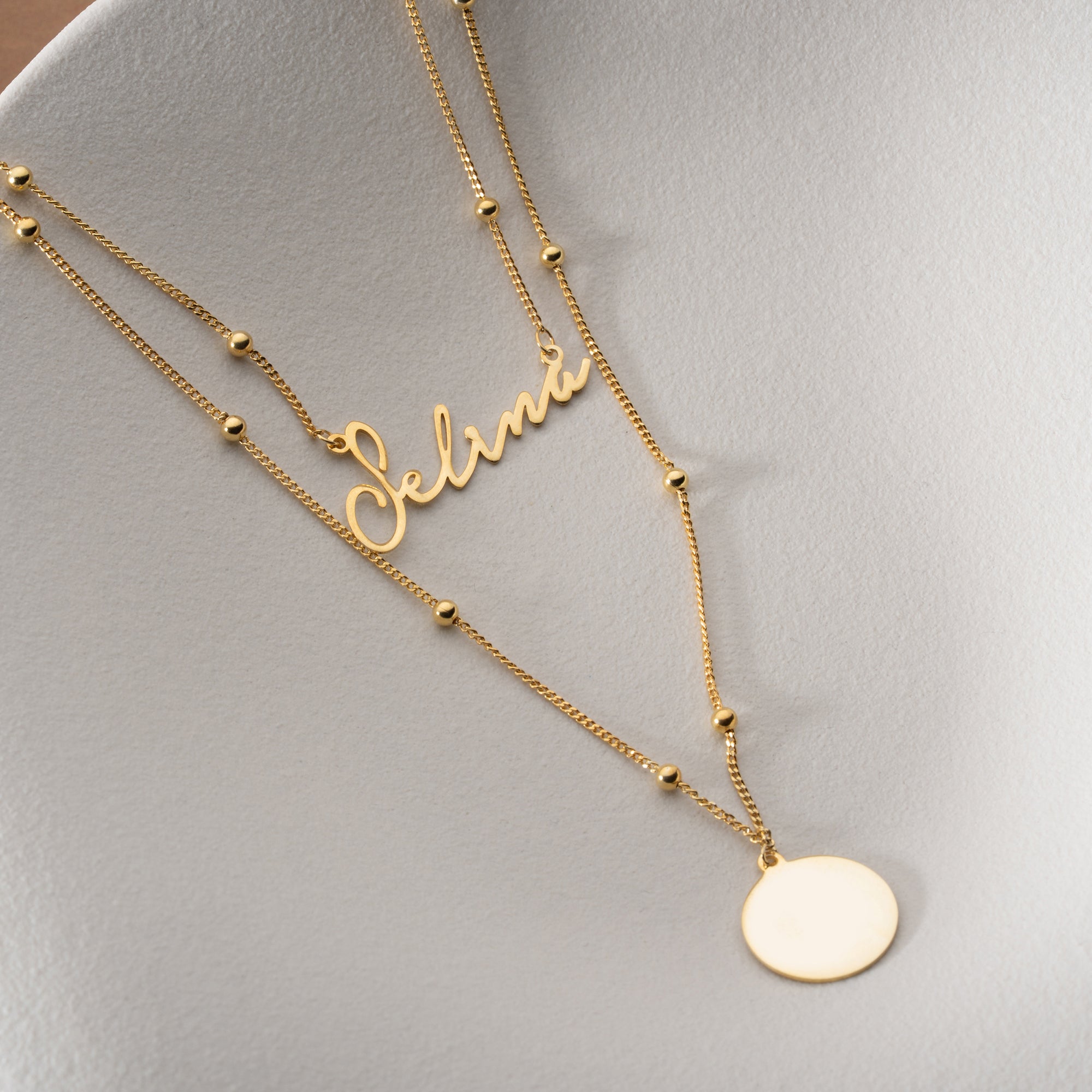 Vintage name necklace with plate | 925 silver