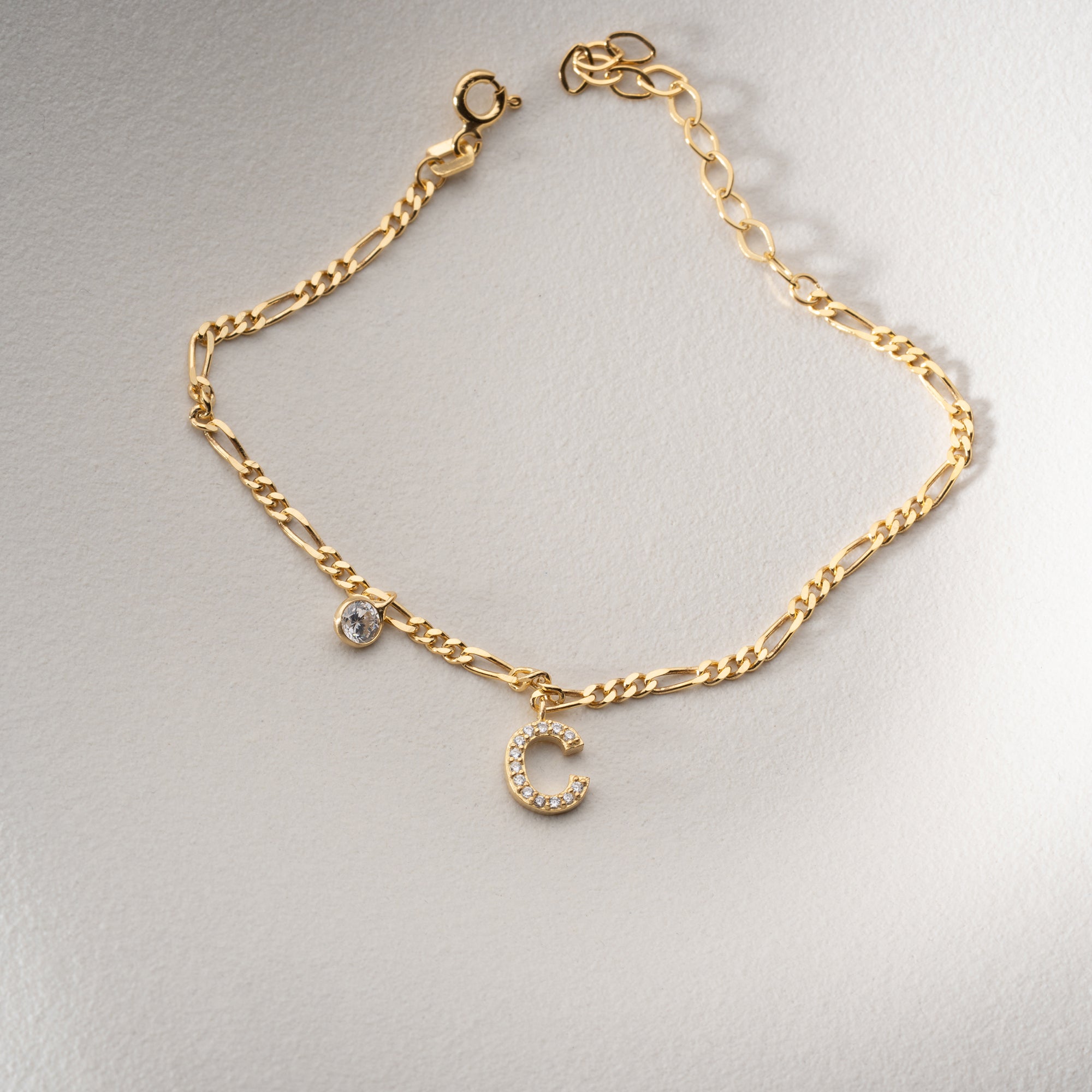 FIGARO ZIRCONIA BRACELET WITH LETTER | 925 SILVER