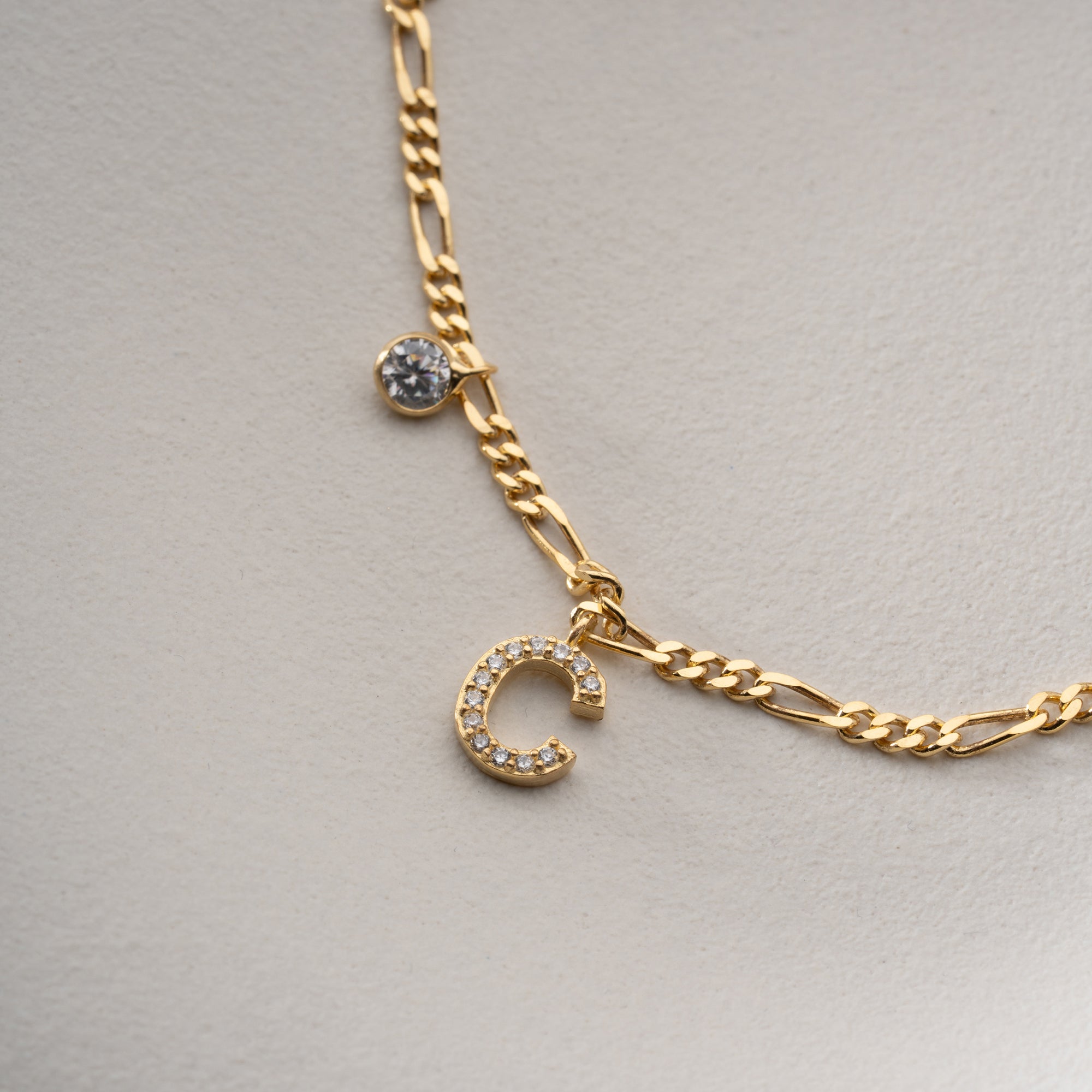FIGARO ZIRCONIA BRACELET WITH LETTER | 925 SILVER