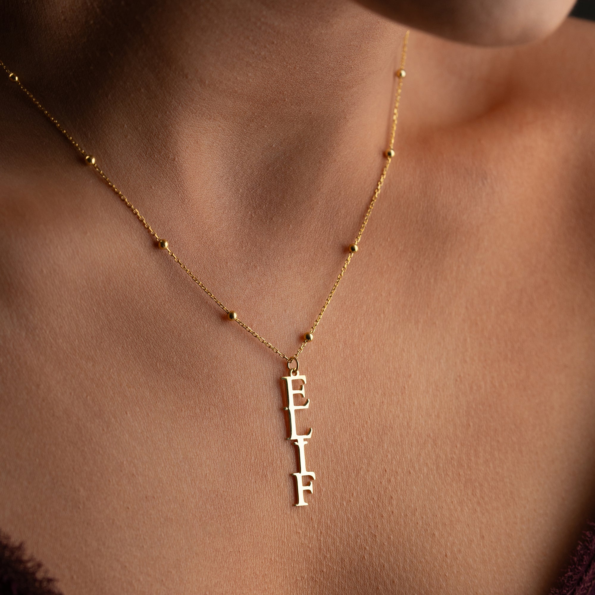 VINTAGE SENKRECHTE NAMENSKETTE | 925 SILBER