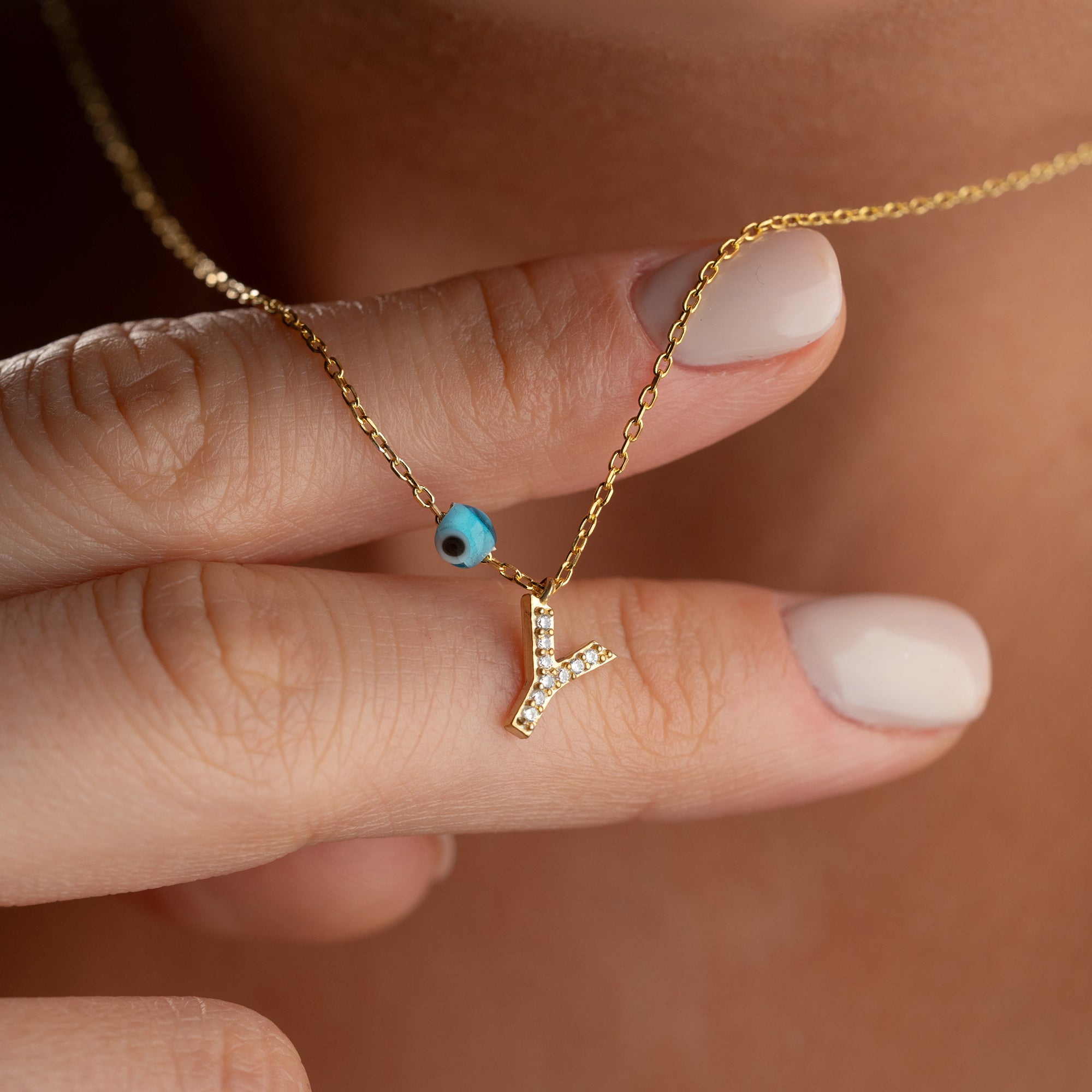 BUCHSTABENKETTE MIT NAZAR | 925 SILBER