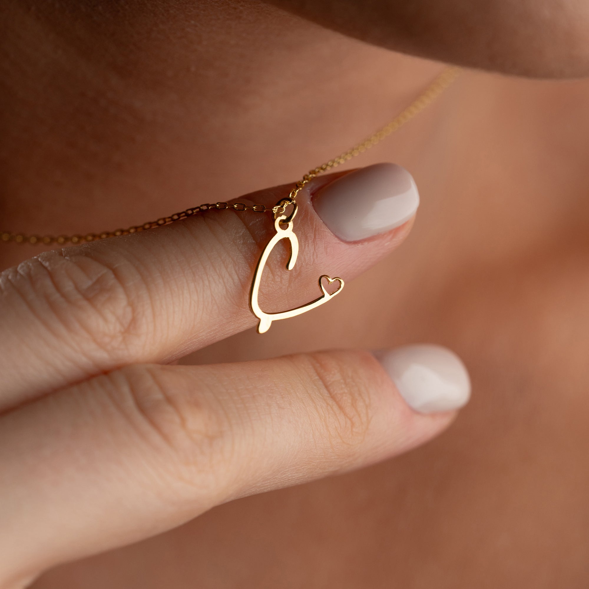 LARGE LETTER NECKLACE WITH MINI HEART | 925 SILVER