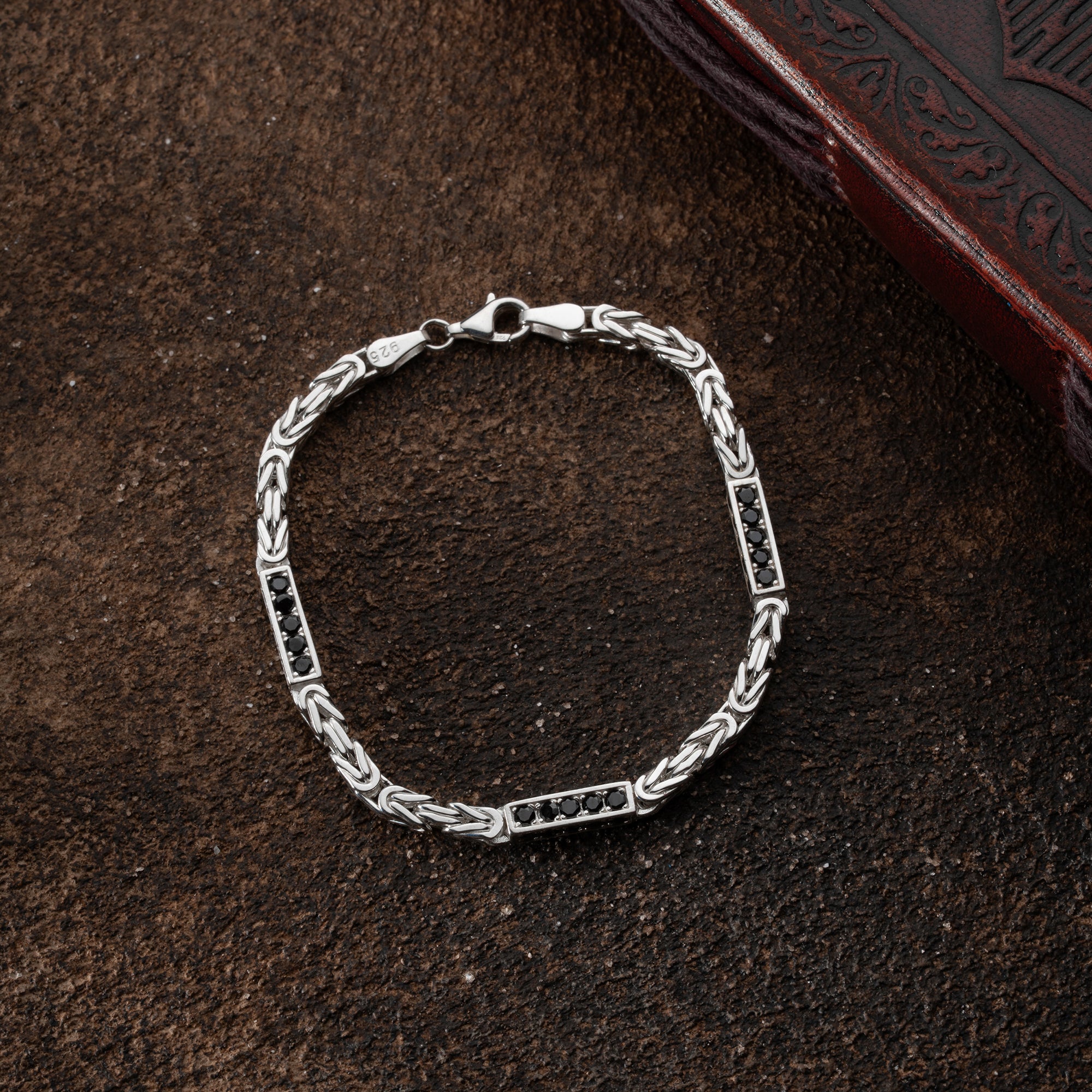 KÖNIGSARMBAND BLACK STRASSSTEIN 5MM | 925 SILBER