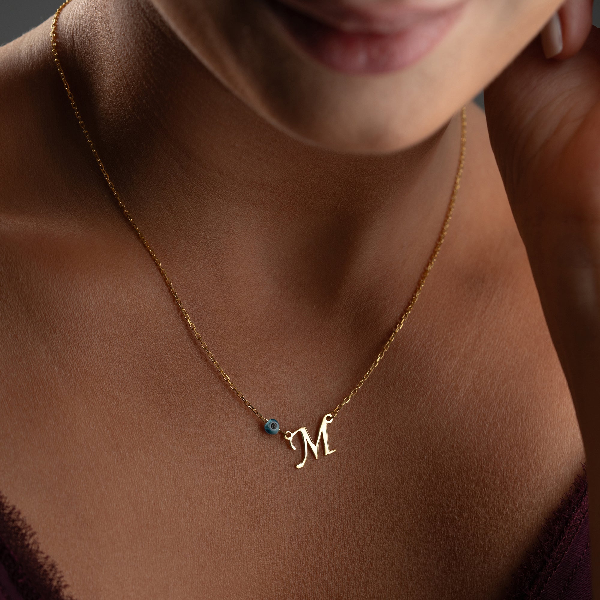 Letter necklace with blue eye | 925 silver