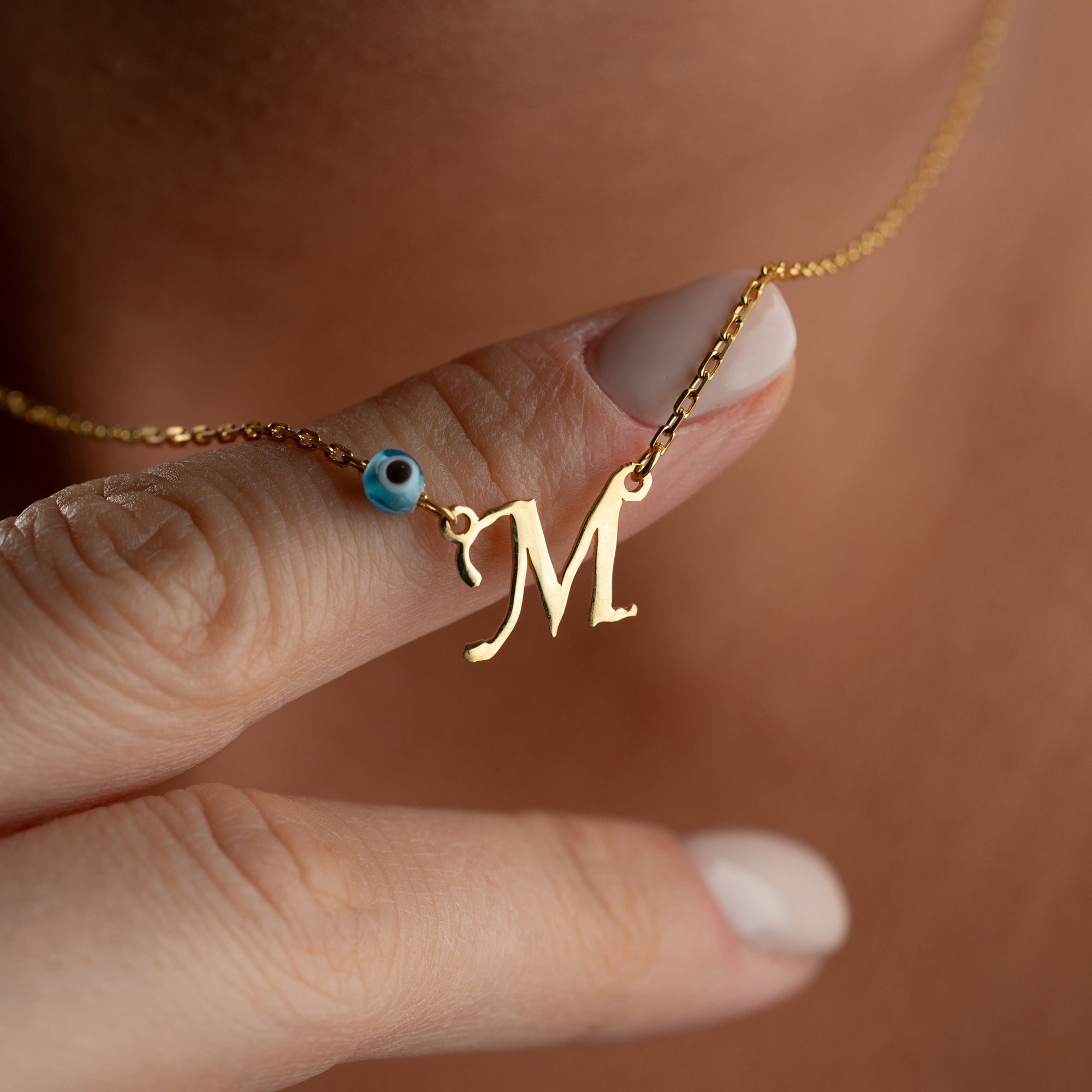 Letter necklace with blue eye | 925 silver