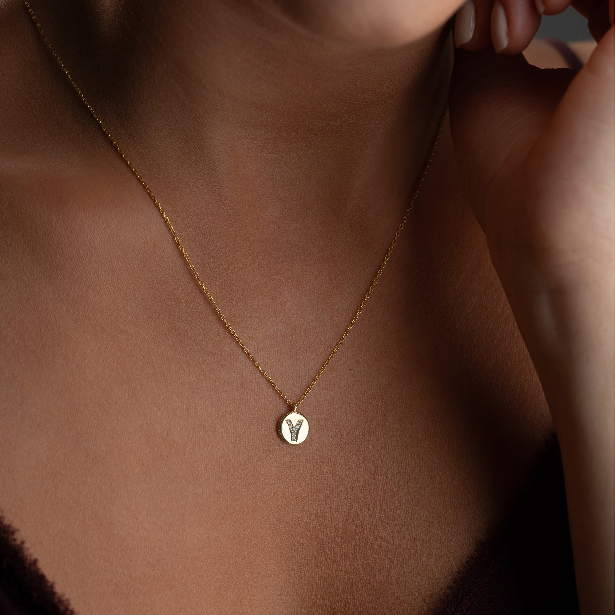 ZIRKONIA PLÄTTCHEN BUCHSTABEN HALSKETTE | 925 SILBER