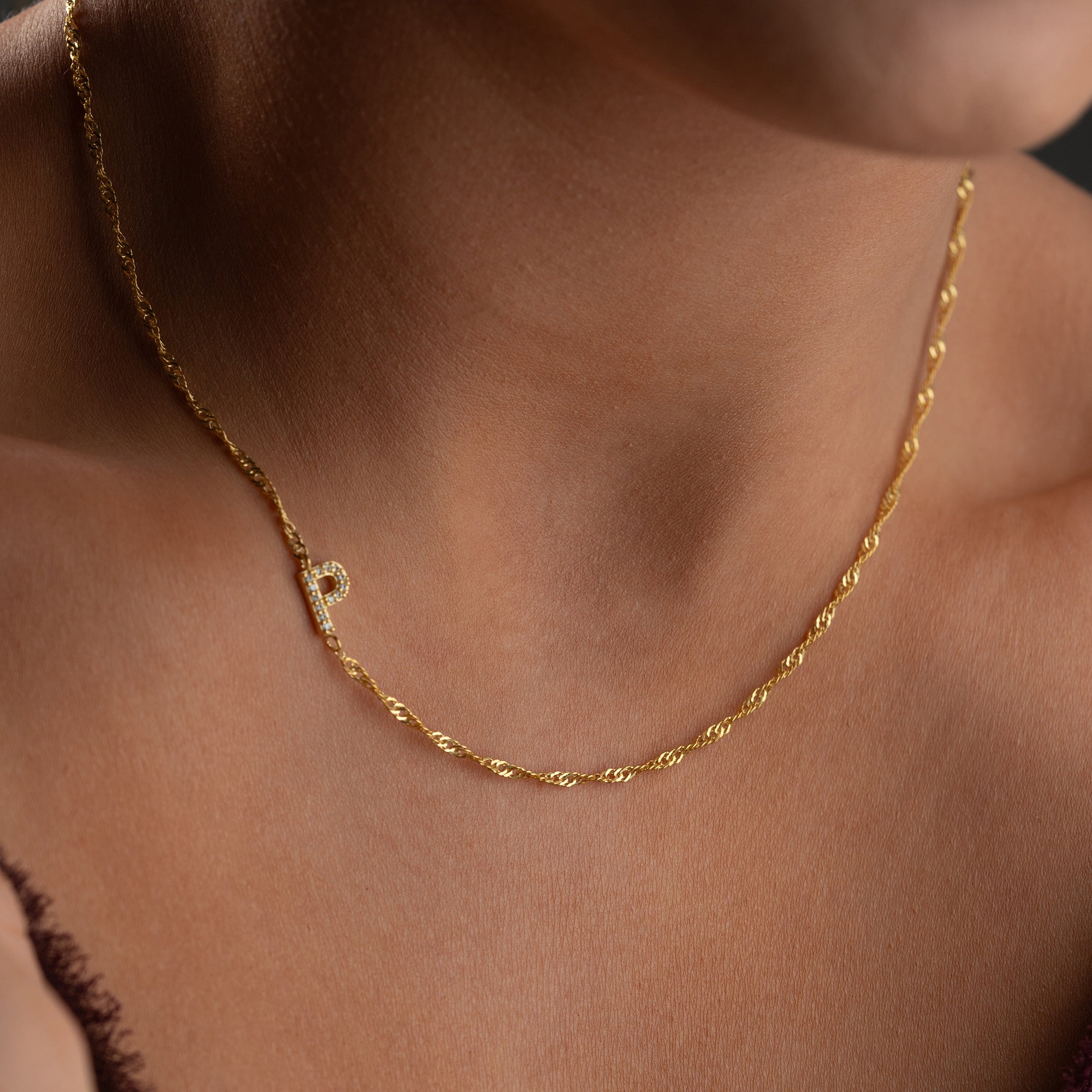 SINGAPORE ZIRCONIA LETTER NECKLACE | 925 SILVER