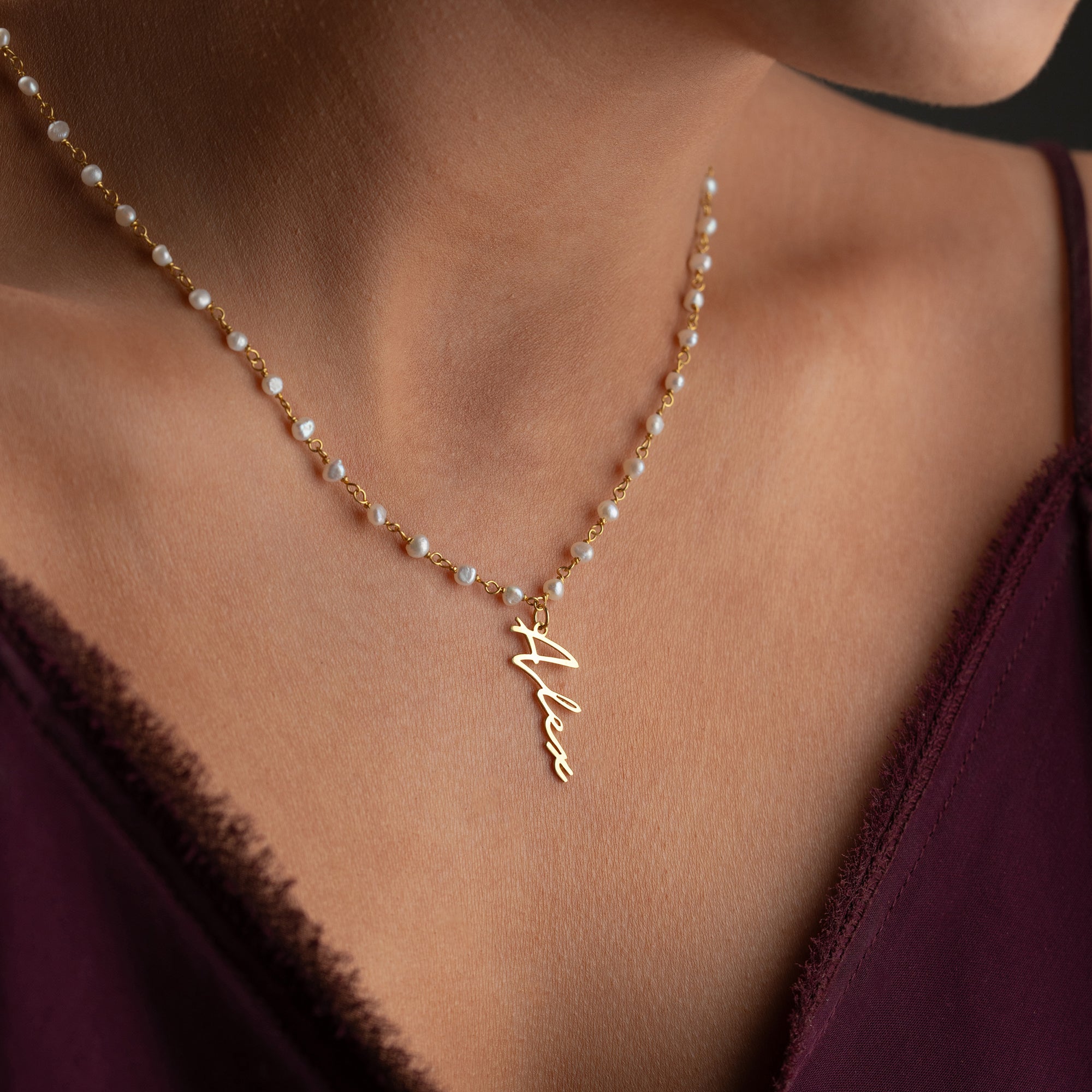 CHAIN ​​DESIGN PEARL NECKLACE BASIC SIGNATURE | 925 SILVER