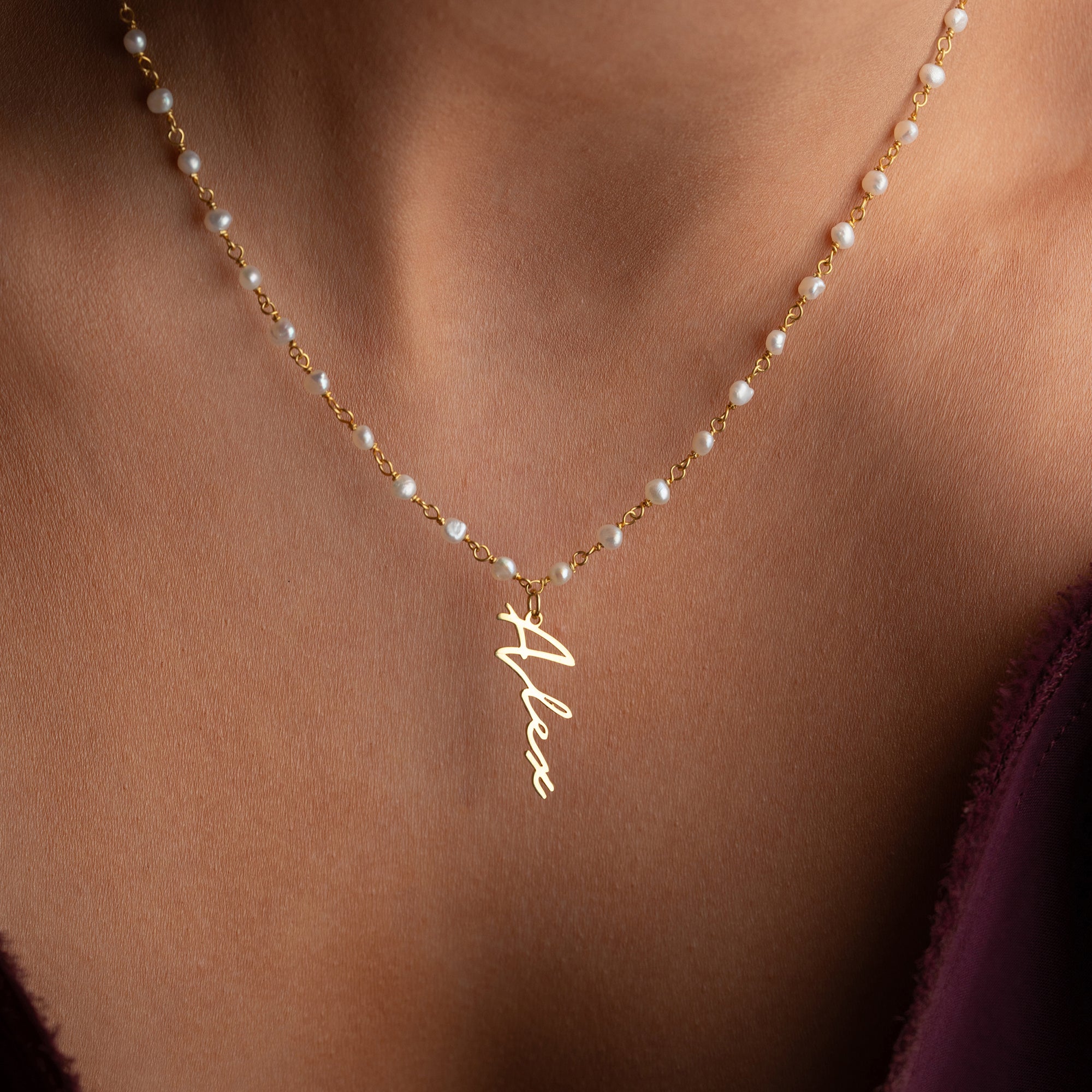 CHAIN ​​DESIGN PEARL NECKLACE BASIC SIGNATURE | 925 SILVER