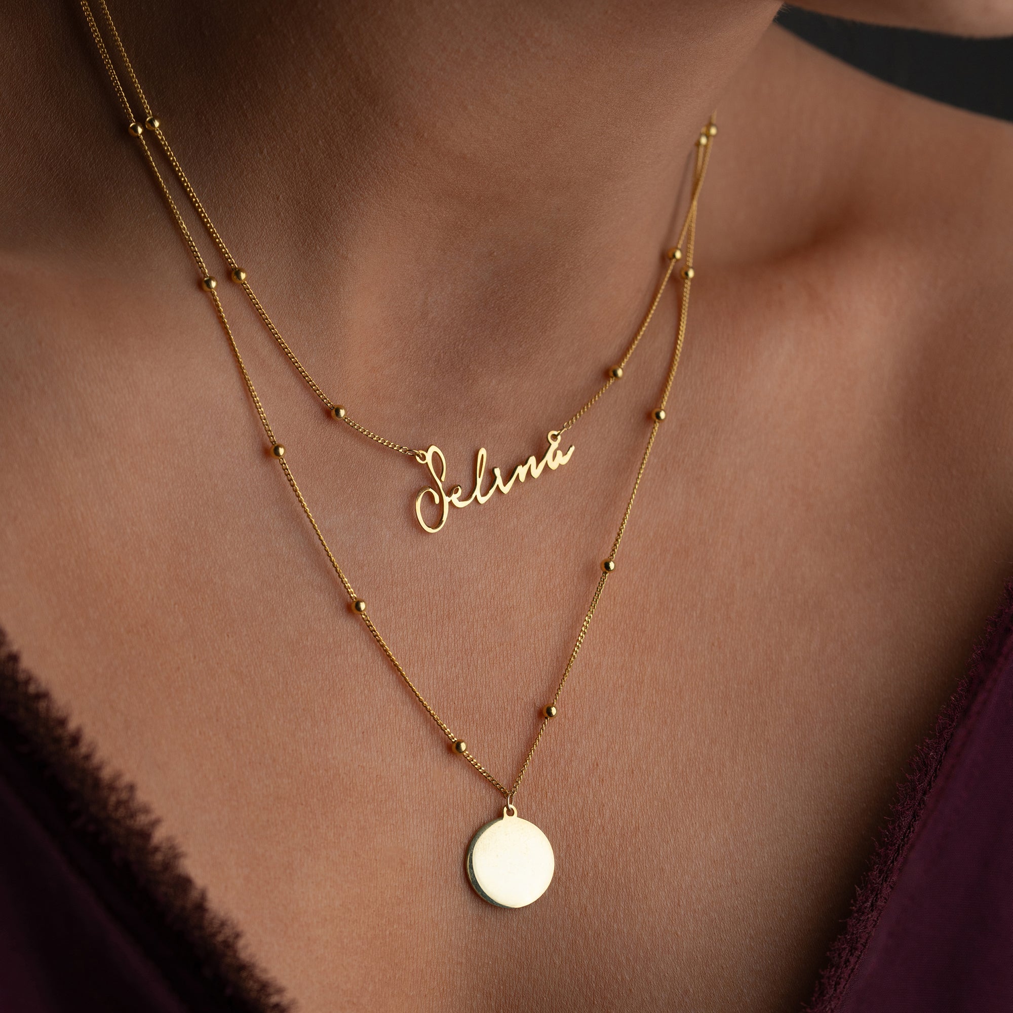 Vintage name necklace with plate | 925 silver