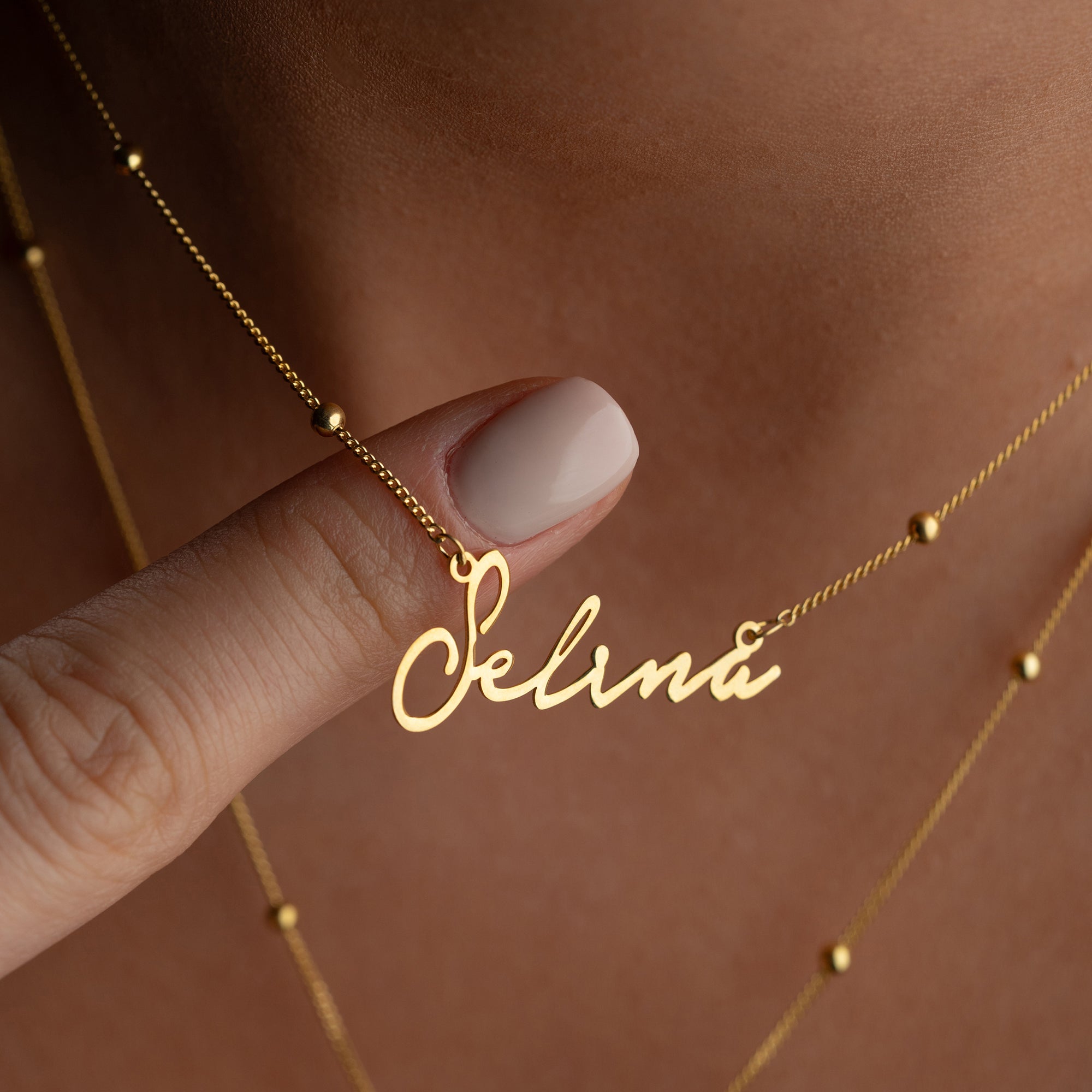 Vintage name necklace with plate | 925 silver