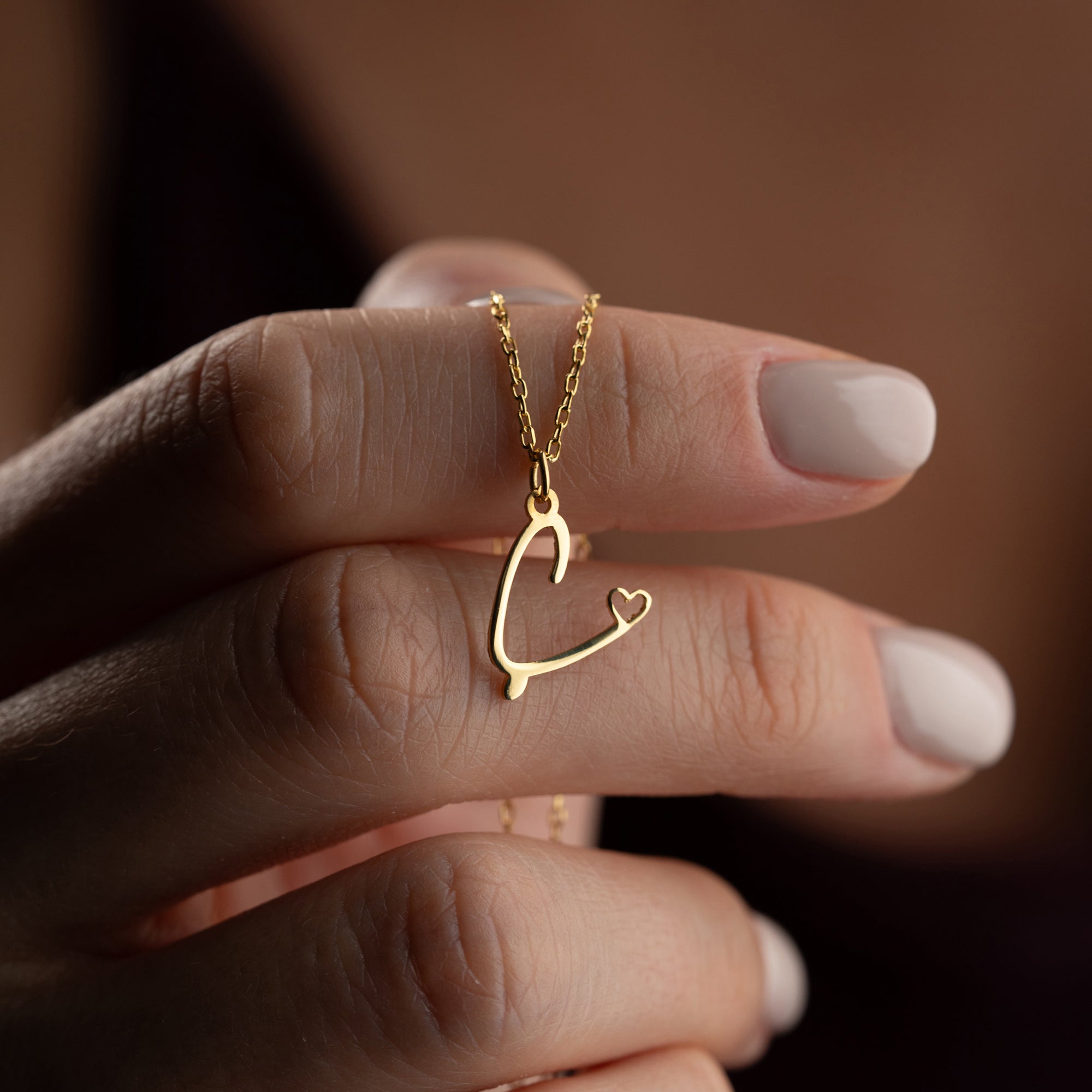 LARGE LETTER NECKLACE WITH MINI HEART | 925 SILVER