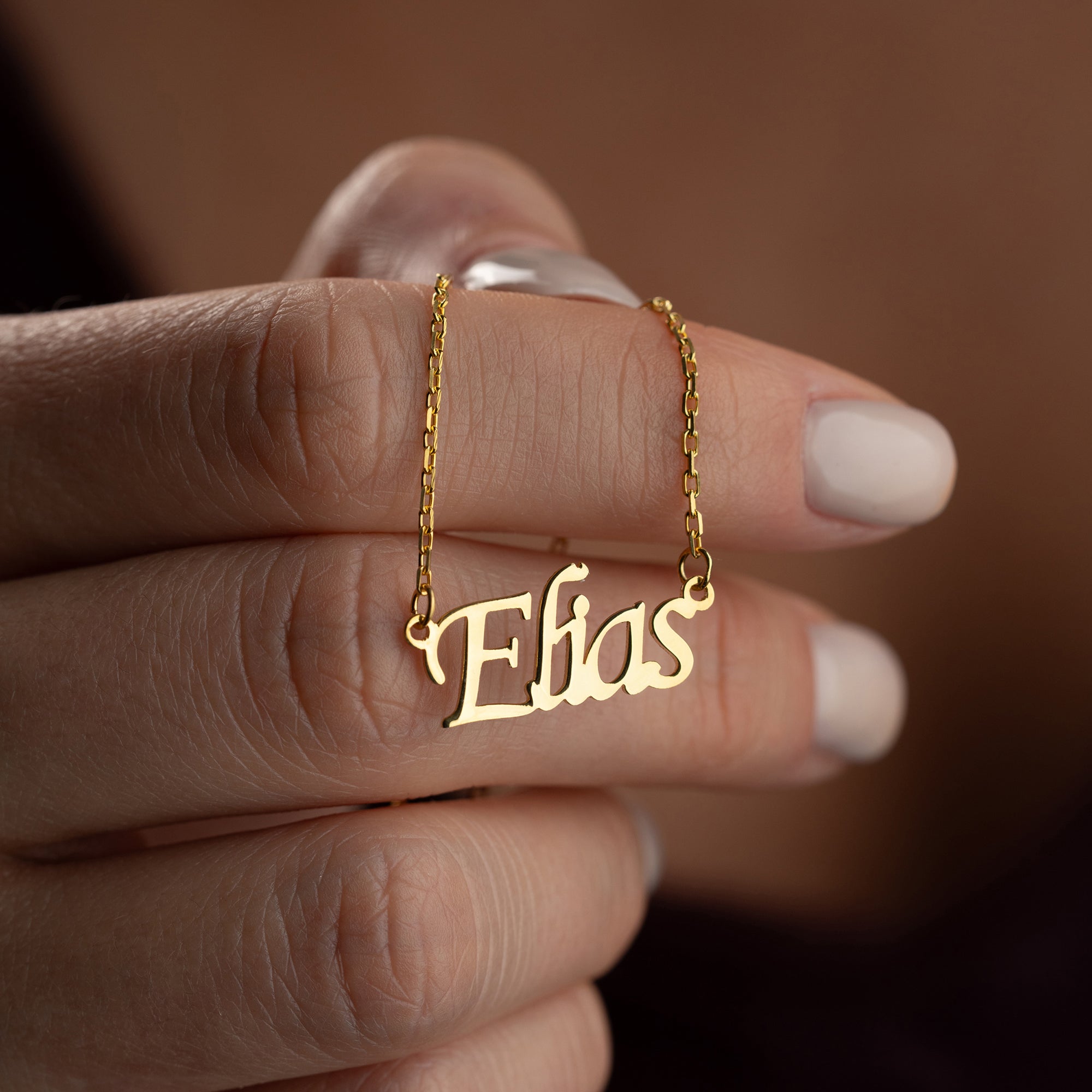 HORIZONTAL NAME NECKLACE WITH STONE - 925 SILVER