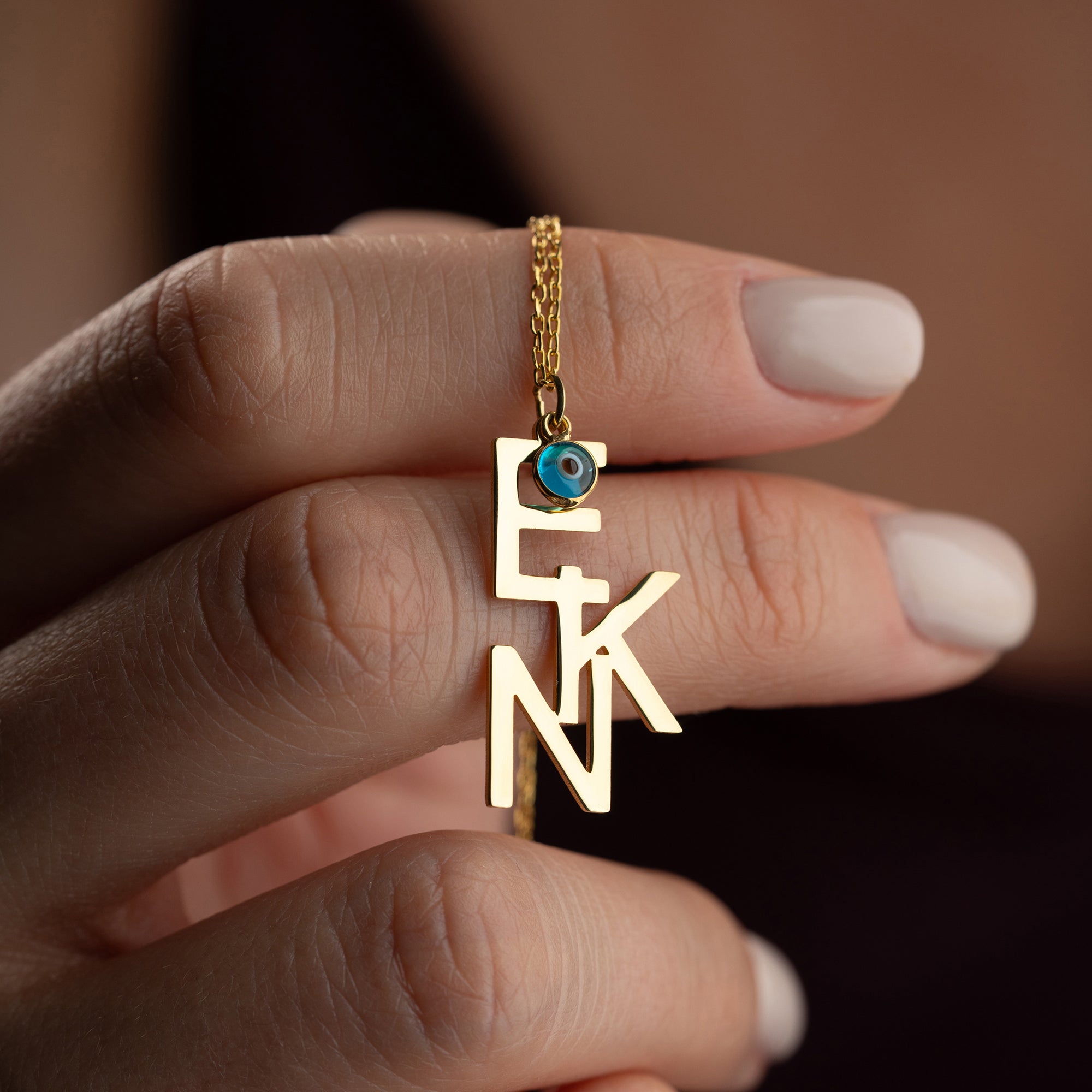 TRIO INITIALEN NECKLACE MIT NAZAR | 925 SILBER