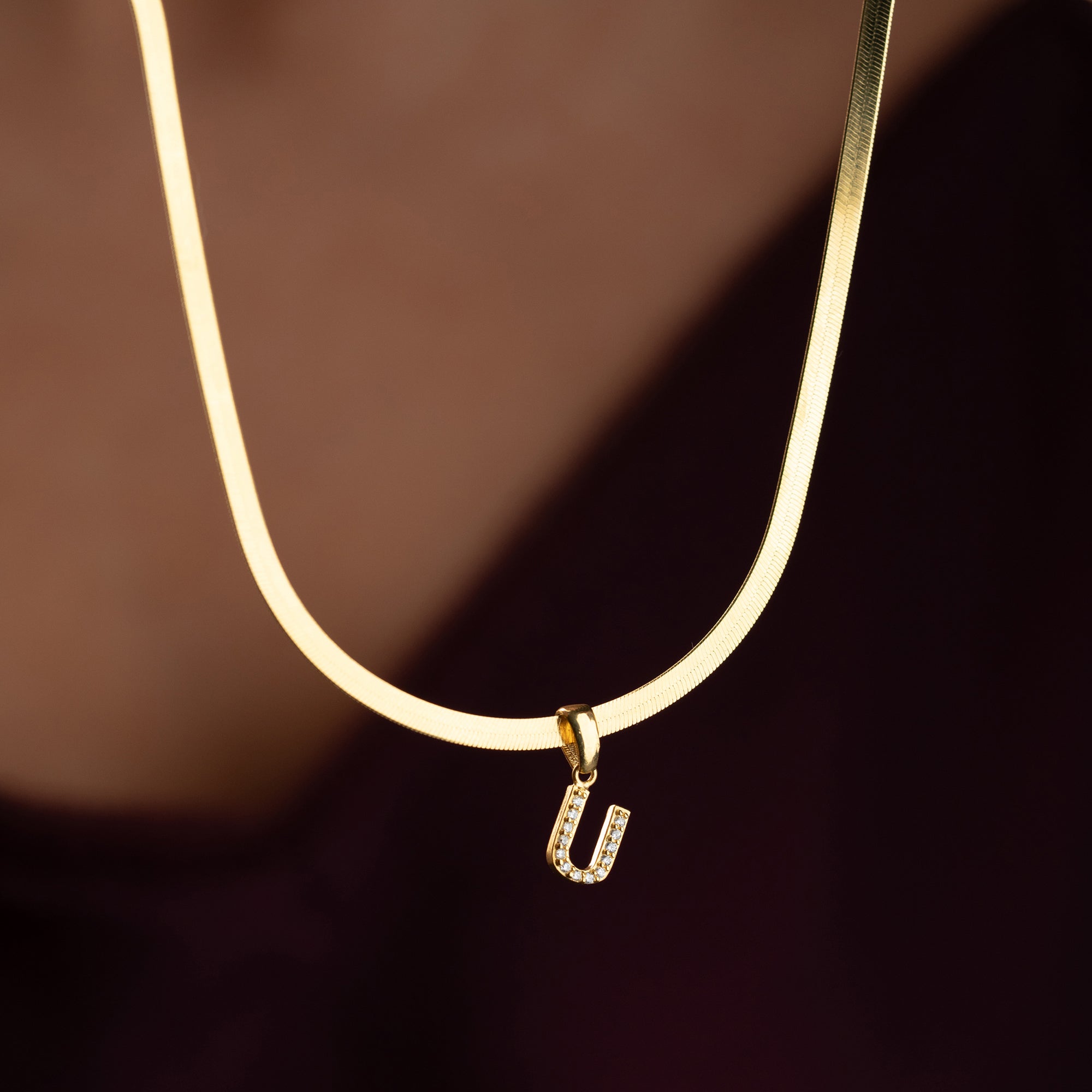 SNAKE ZIRCONIA LETTER NECKLACE | 925 SILVER