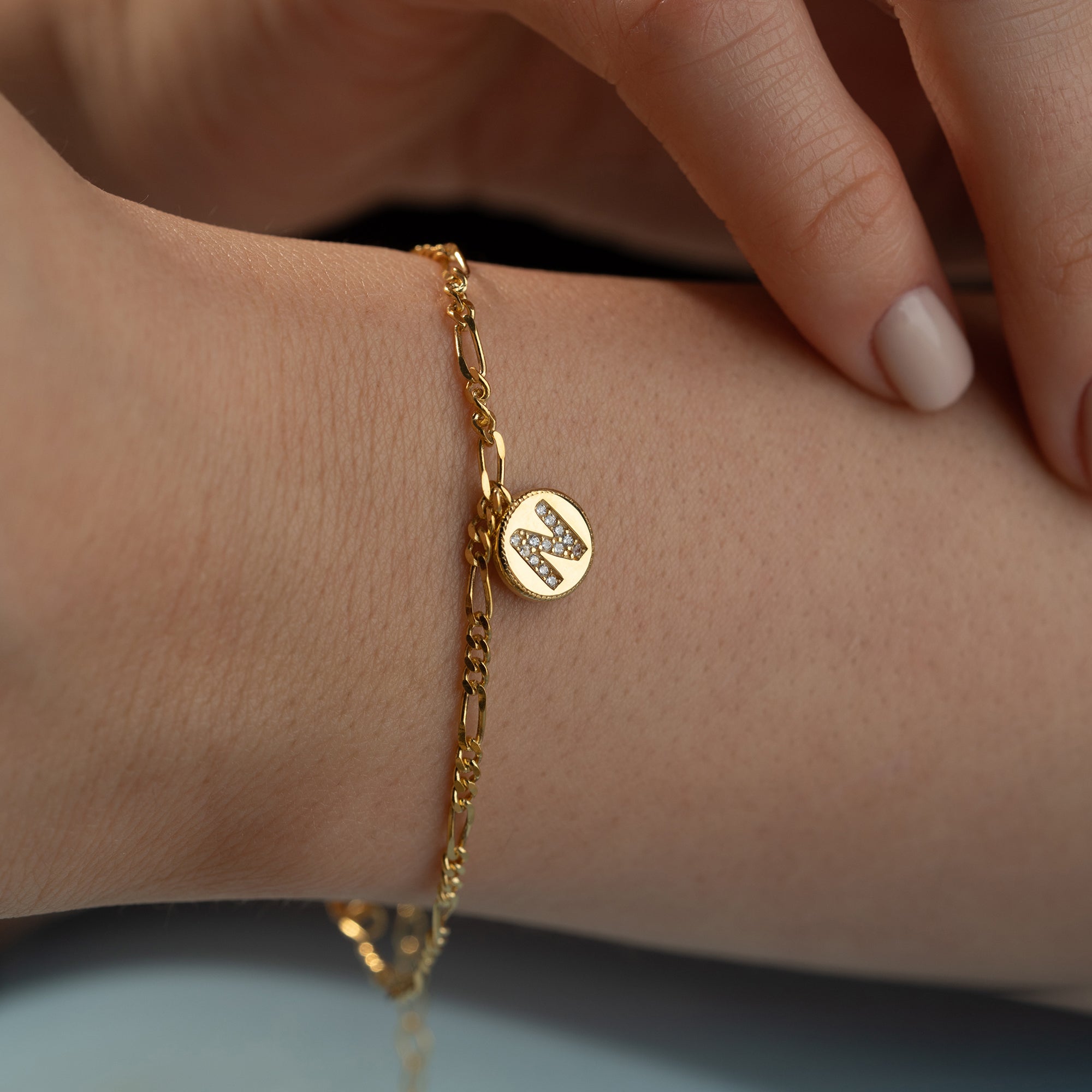 Zirconia letter charm bracelet | 925 silver