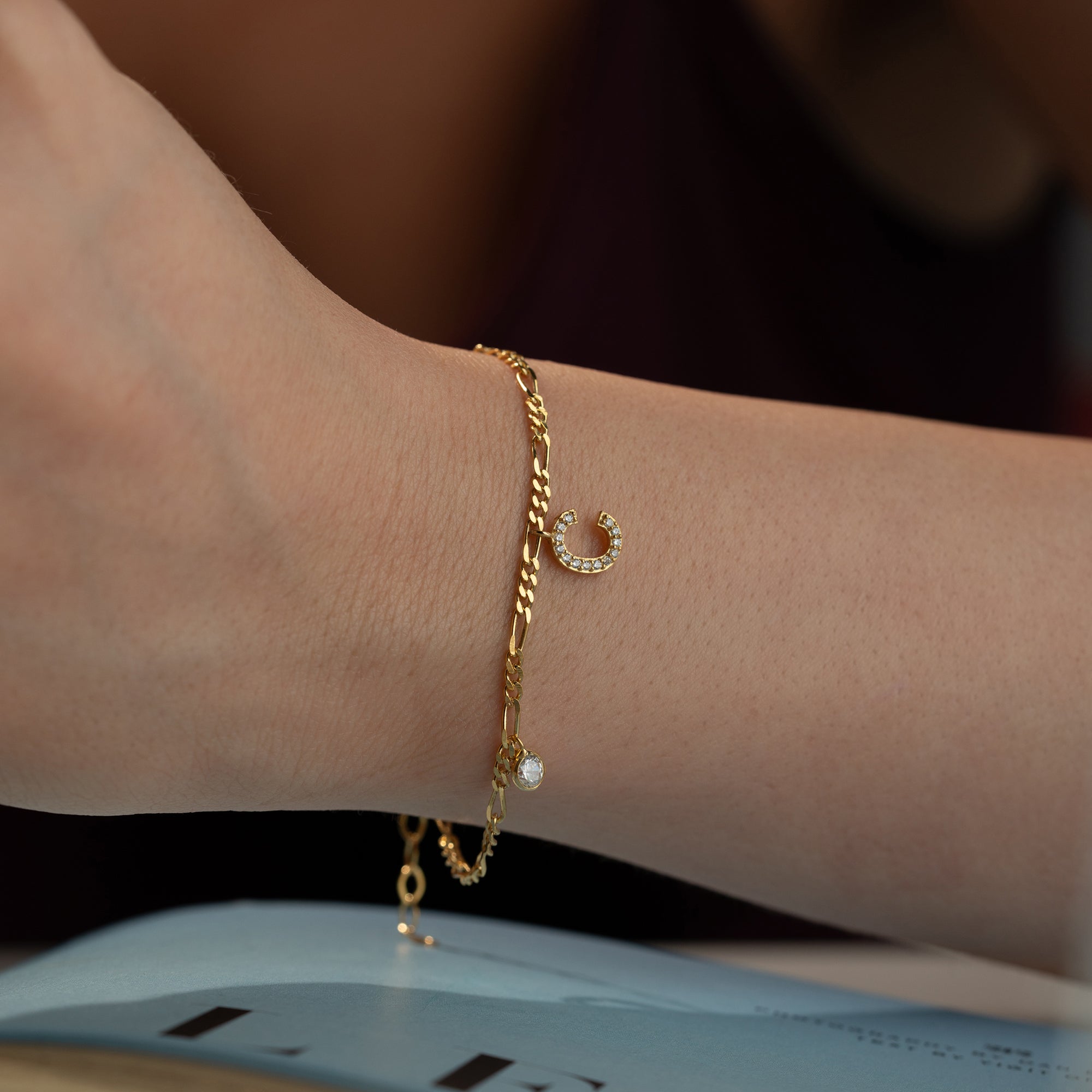 FIGARO ZIRCONIA BRACELET WITH LETTER | 925 SILVER