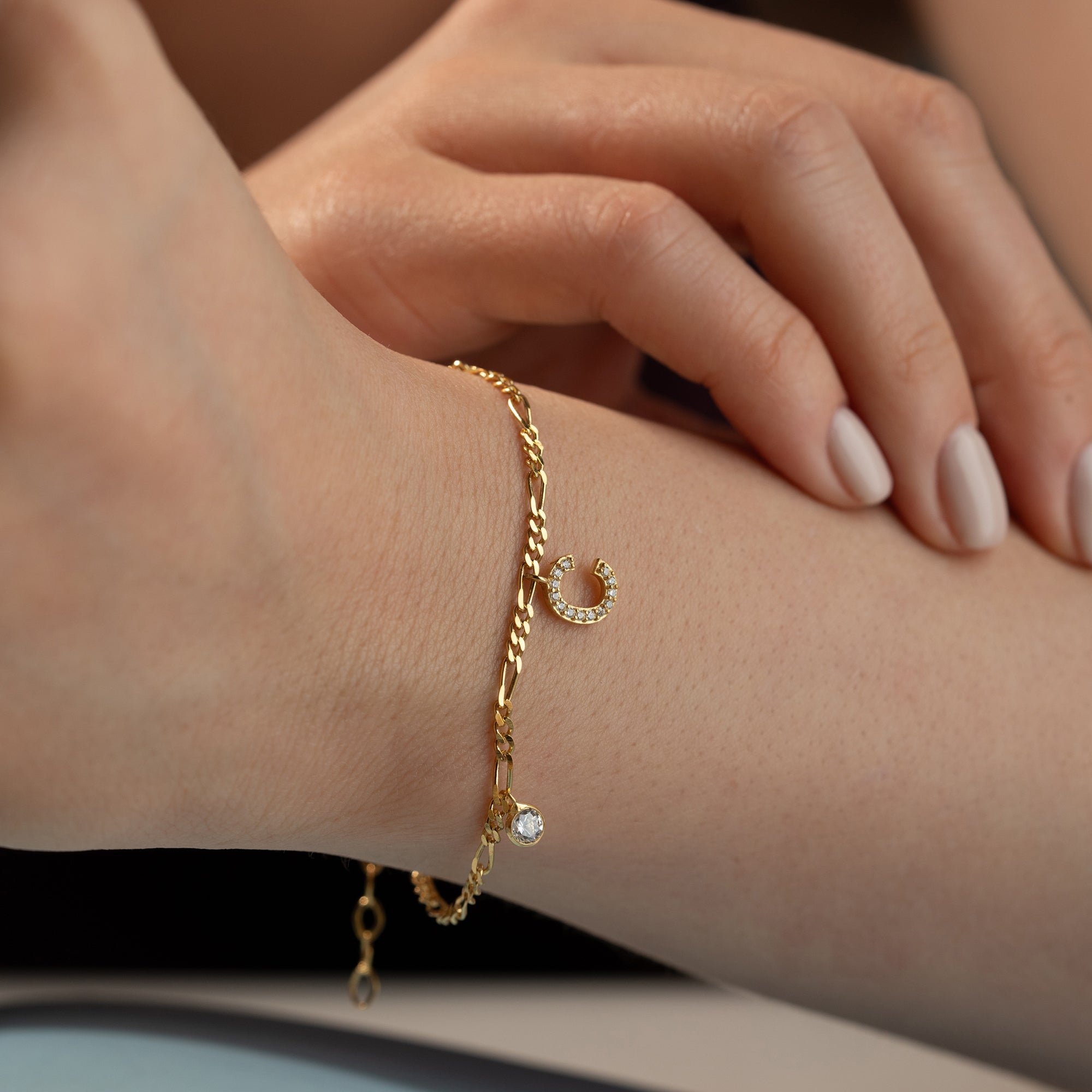 FIGARO ZIRCONIA BRACELET WITH LETTER | 925 SILVER