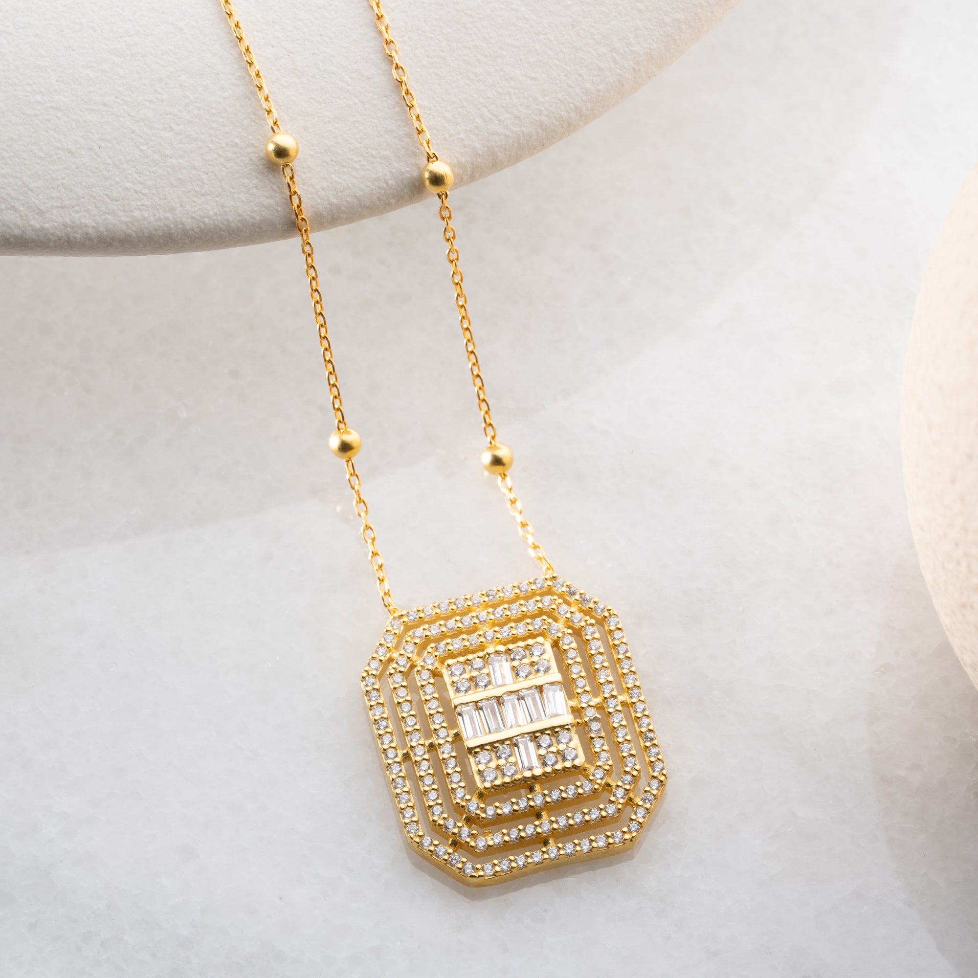 VINTAGE BAGUETTE HALSKETTE | 925 SILBER