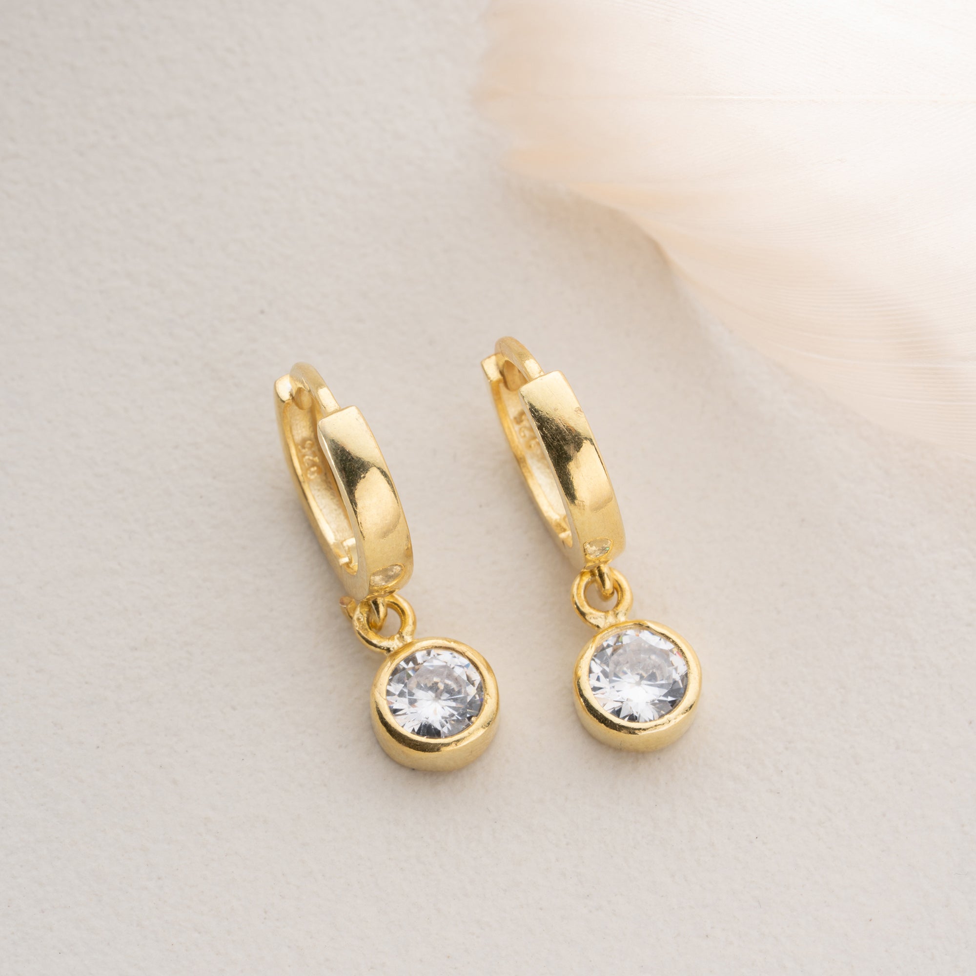 RUNDE STEINMONTAGE OHRRINGE | 925 SILBER