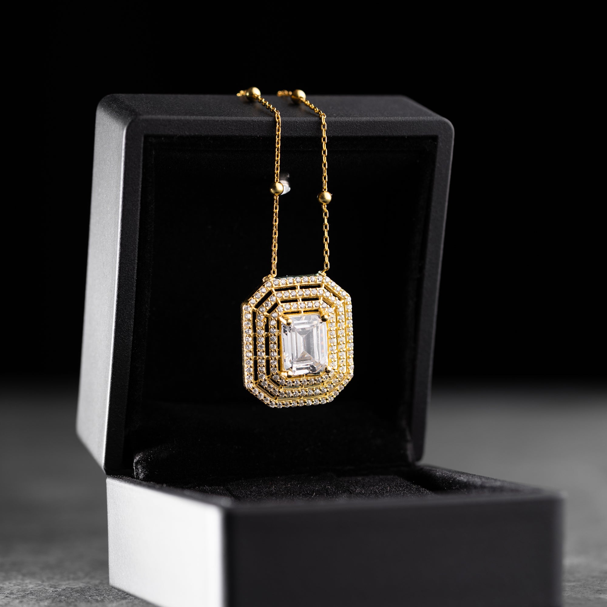 BAGUETTE HALSKETTE MIT KUGELKETTE| 925 SILBER