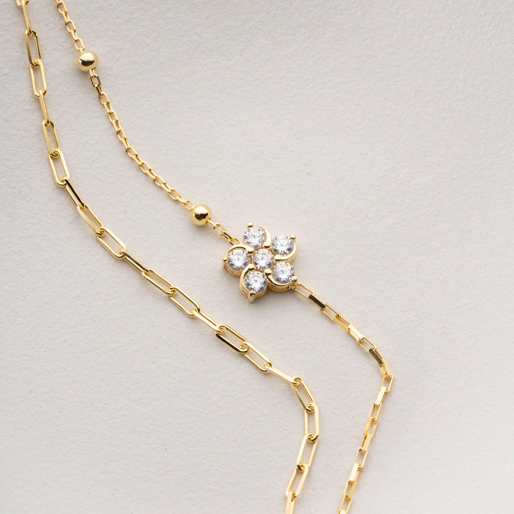 DUO ZIRKONIA DAISY ARMKETTE | 925 SILBER