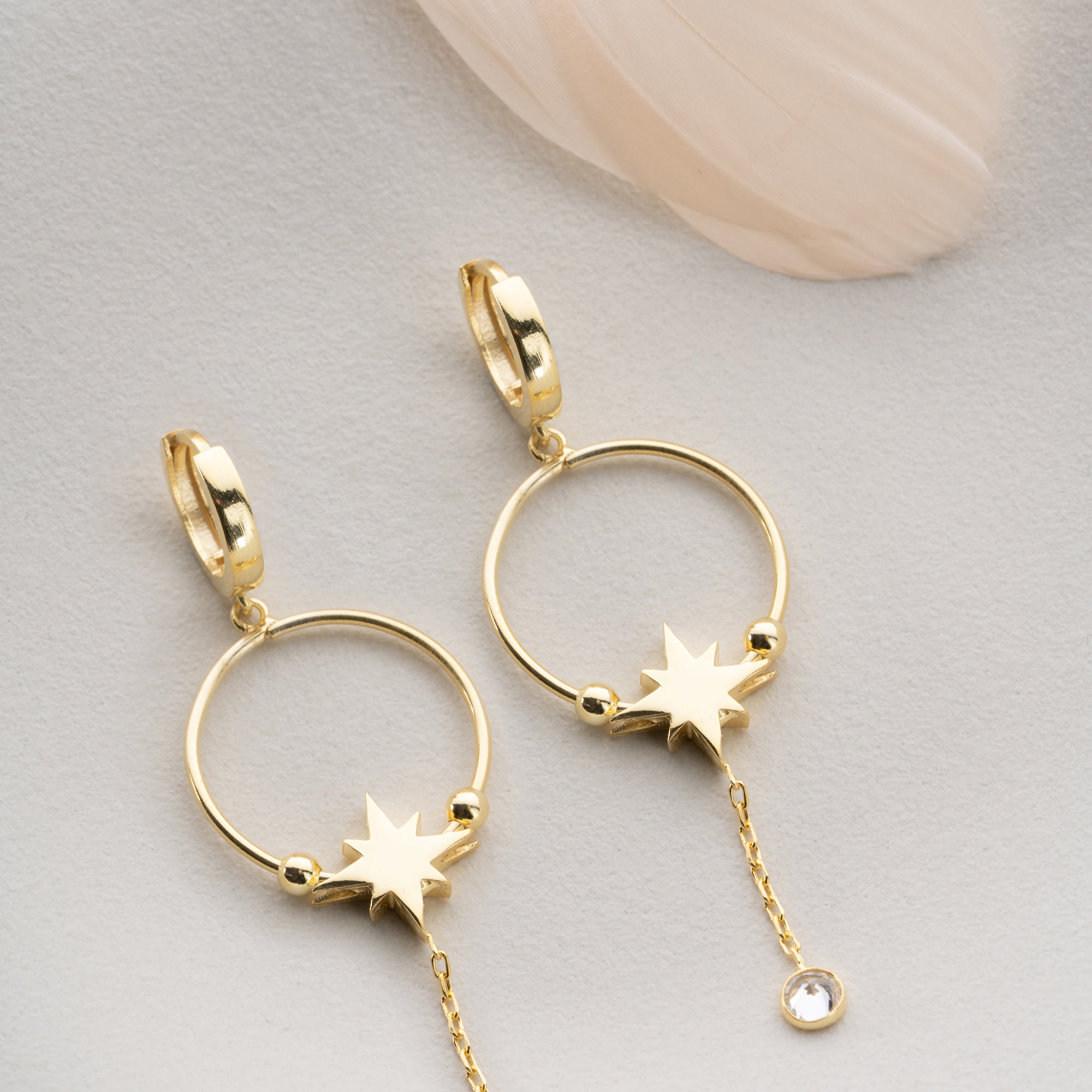 GOLDENER STERN  OHRRINGE | 925 SILBER