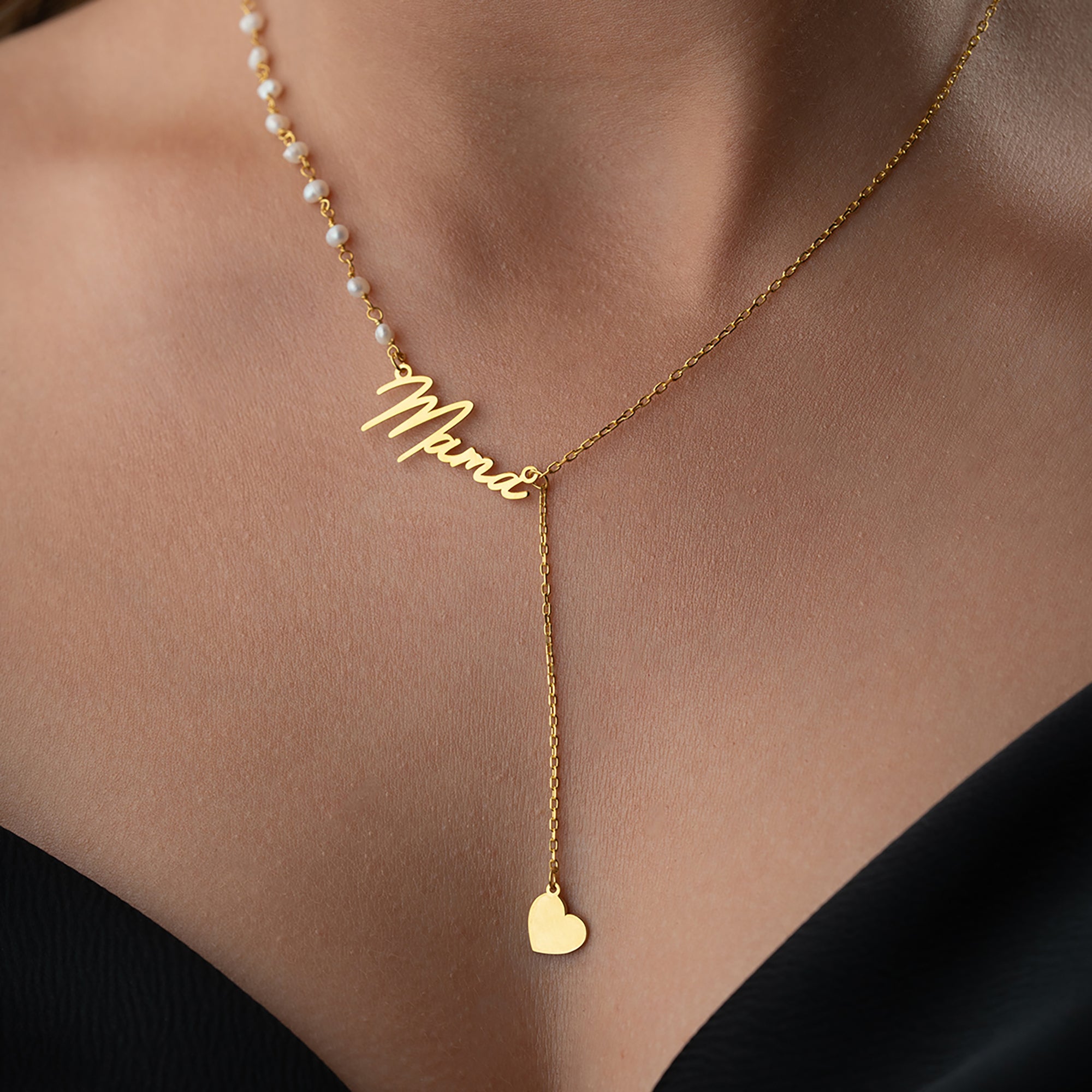 PEARL HEART NAMENS KETTE | 925 SILBER