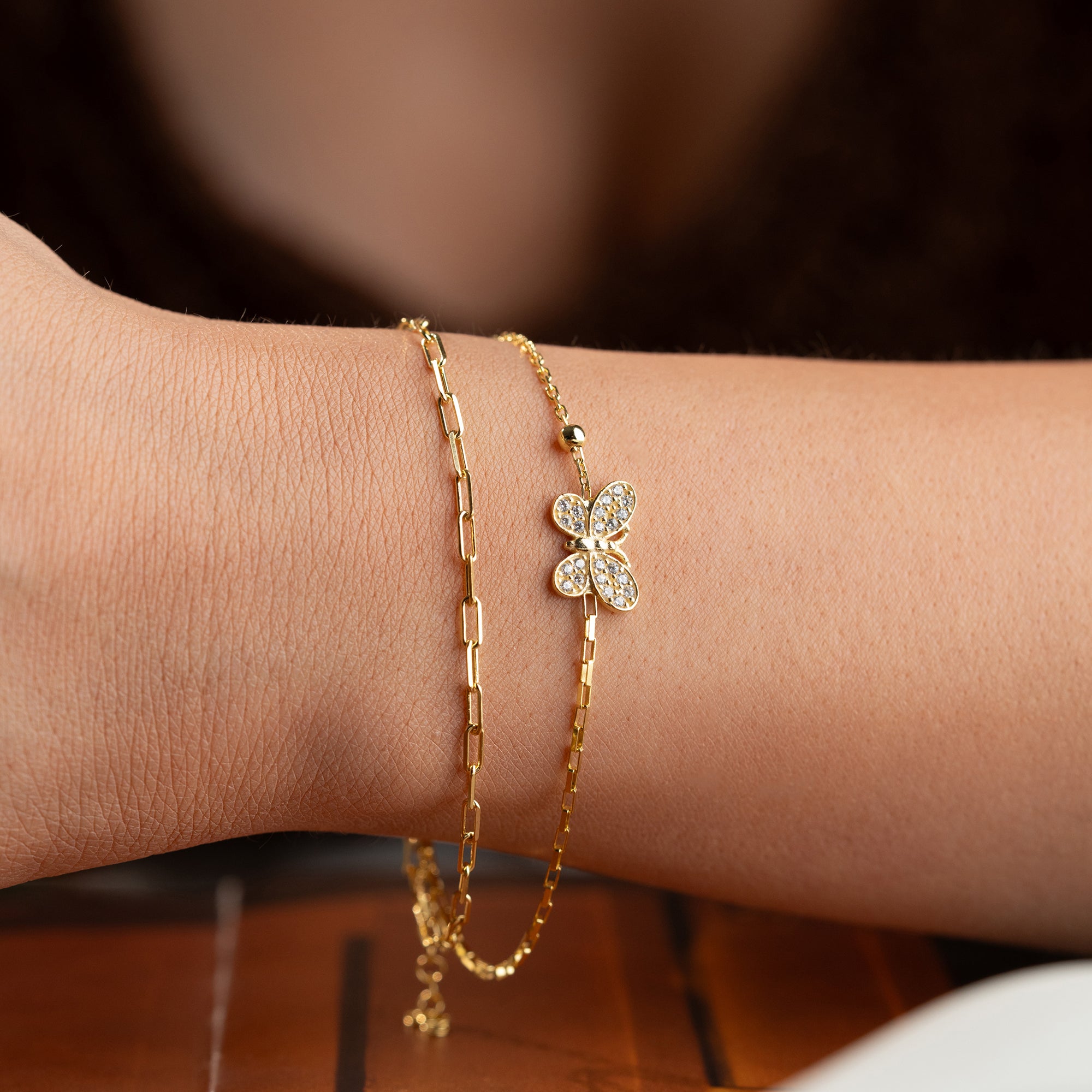 DUO SCHMETTERLING  ARMKETTE | 925 SILBER