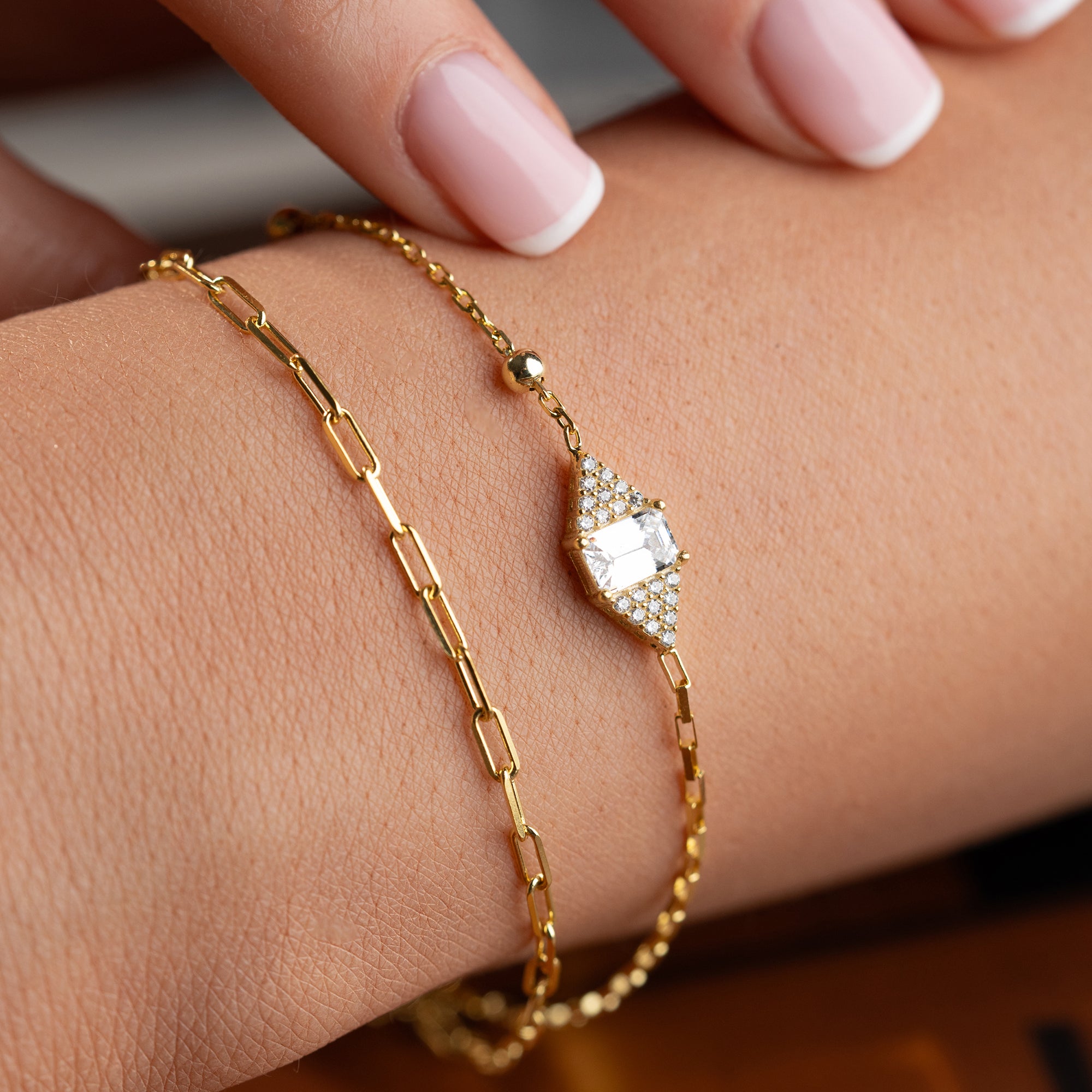 DUO ZİRKONIA STEIN BAGUETTE ARMKETTE | 925 SILBER