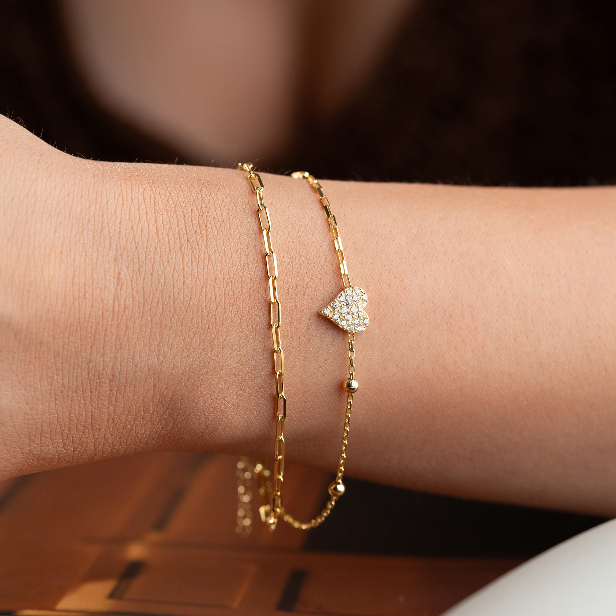DUO HERZ ARMKETTE | 925 SILBER