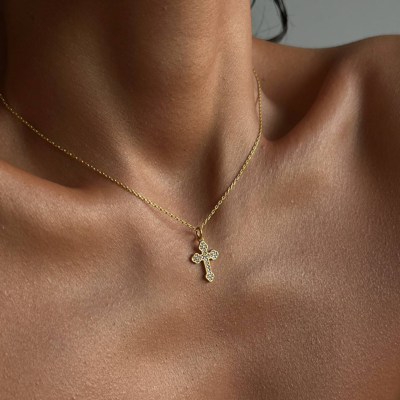 Kardelen Zirkonia Kreuz Halskette II - 925 SILBER