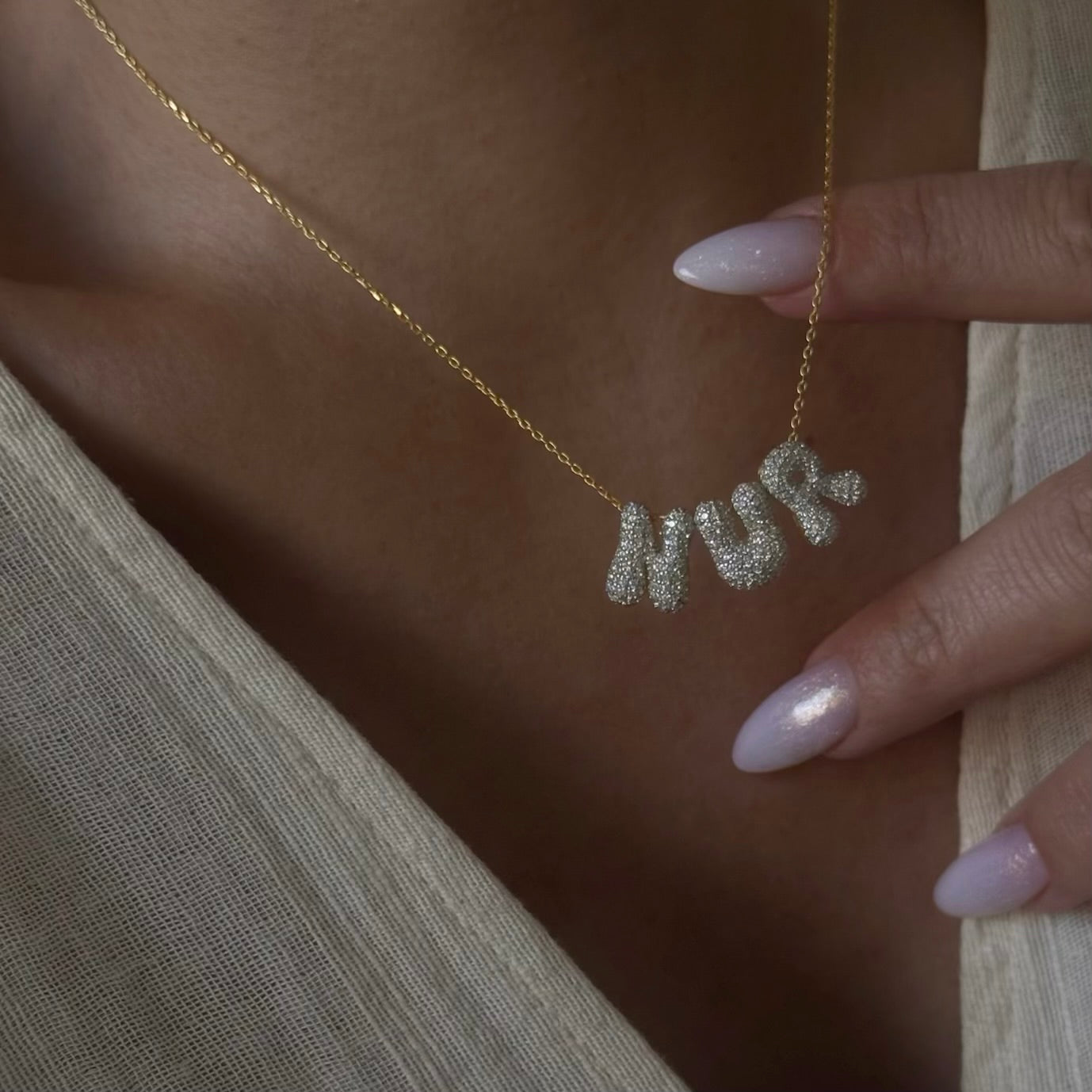 BUBBLE ZIRKONIA NAMENSKETTE | 925 SILBER