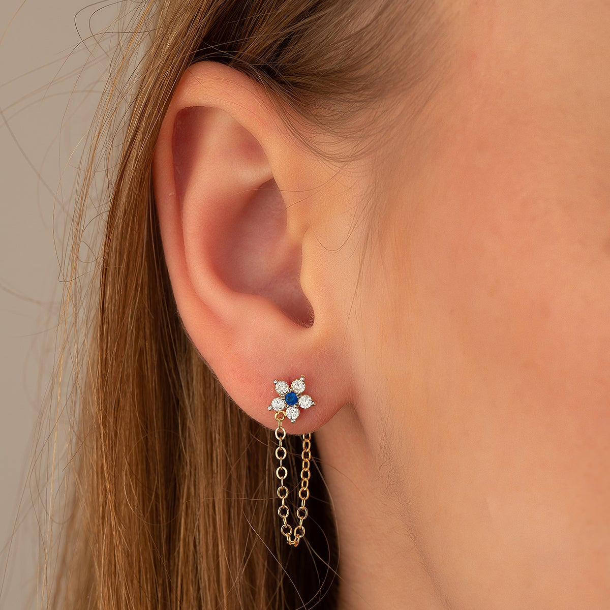 GLÄNZENDER SCHWINGENDER BLUMEN-ANHÄNGER OHRRINGE | 14K GOLD