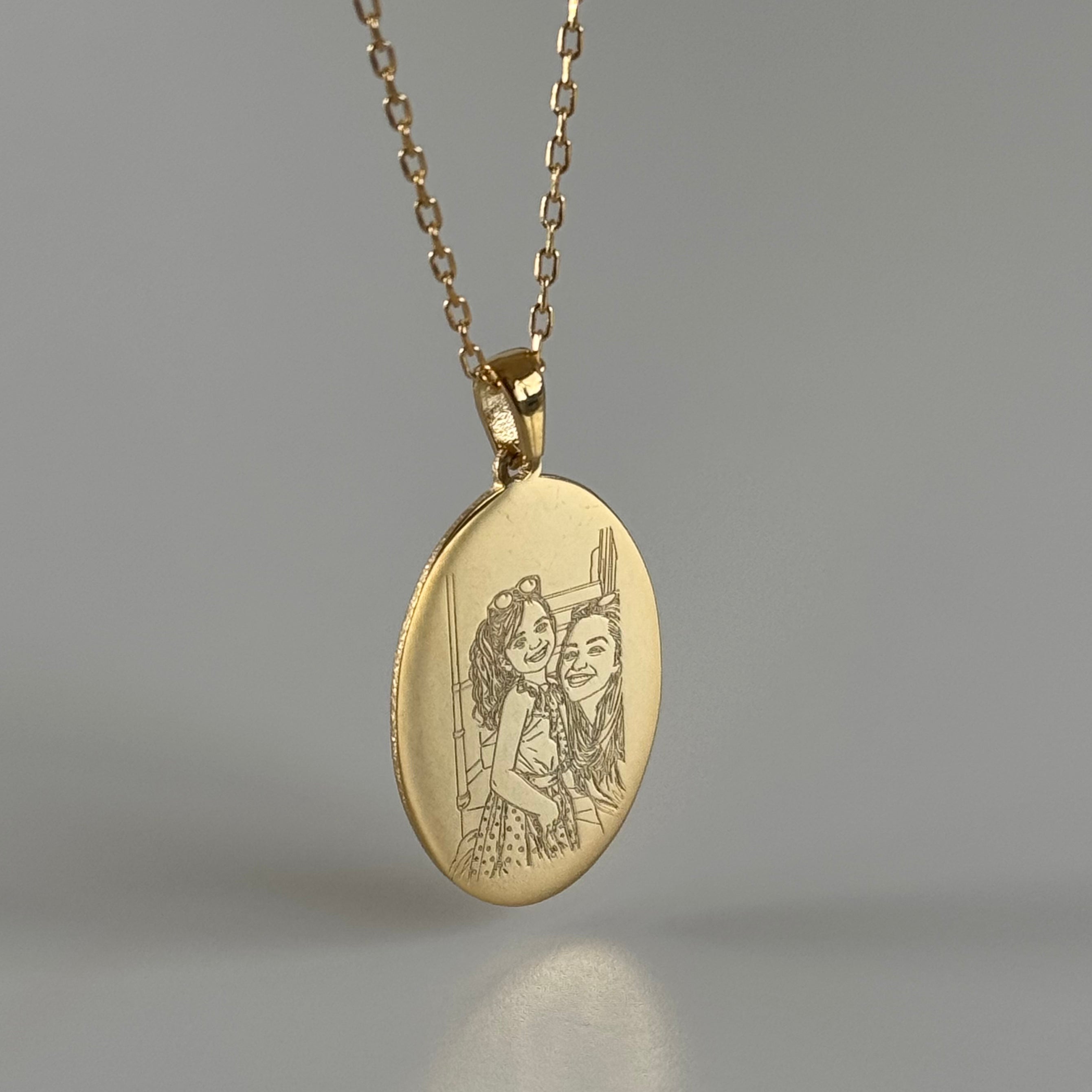 PHOTO GRAVUR OVAL KETTE | 925 SILBER